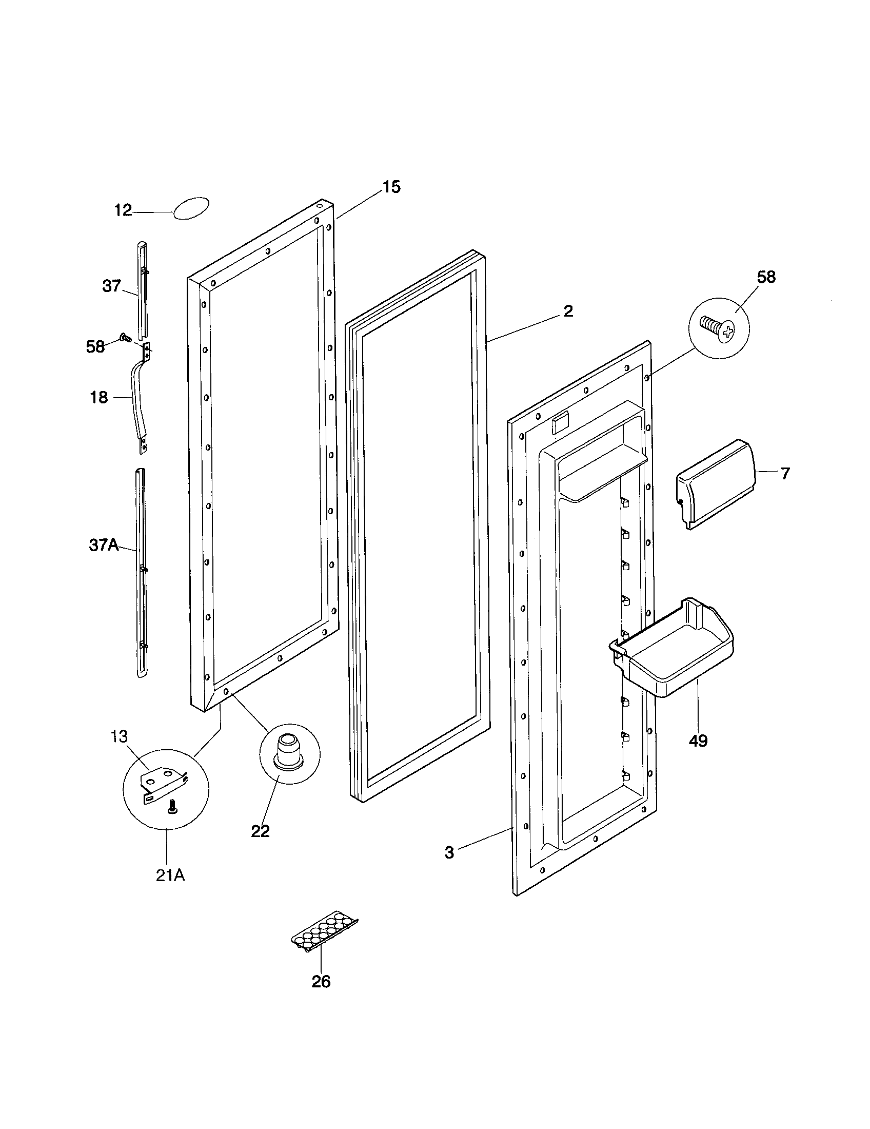 Frigidaire FRS26ZTHQ3 refrigerator door diagram