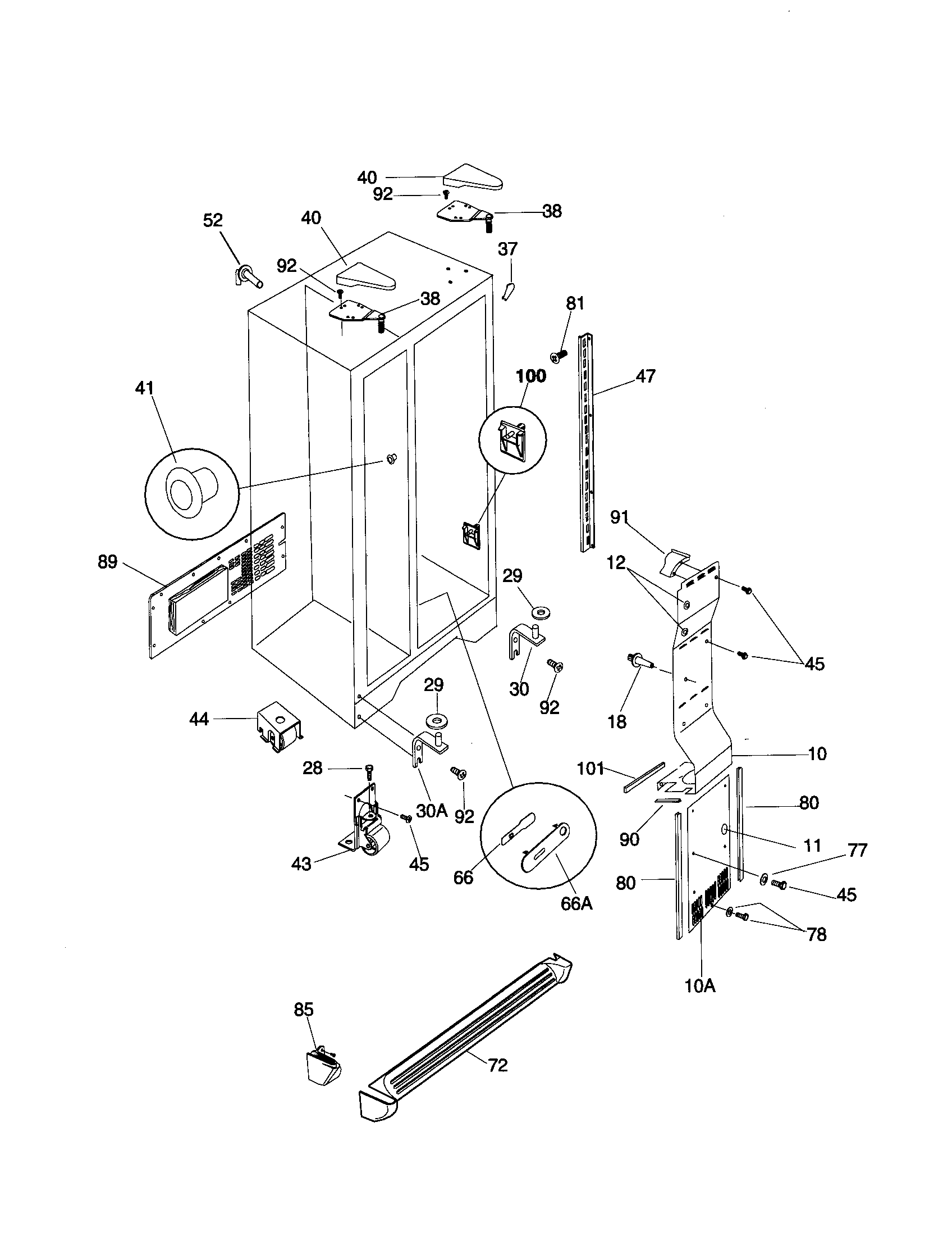 Frigidaire FRS26ZTHQ3 cabinet diagram