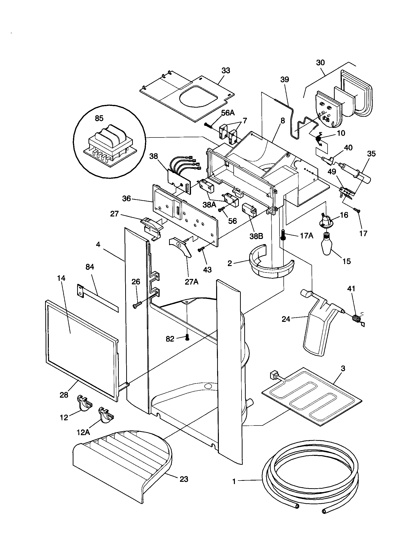 Frigidaire FRS26ZTHQ3 dispenser diagram