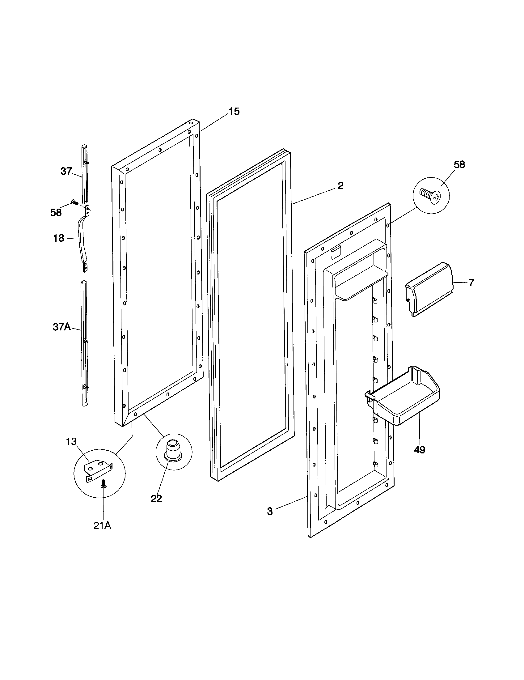 Frigidaire FRS26KR4JQ0 refrigerator door diagram