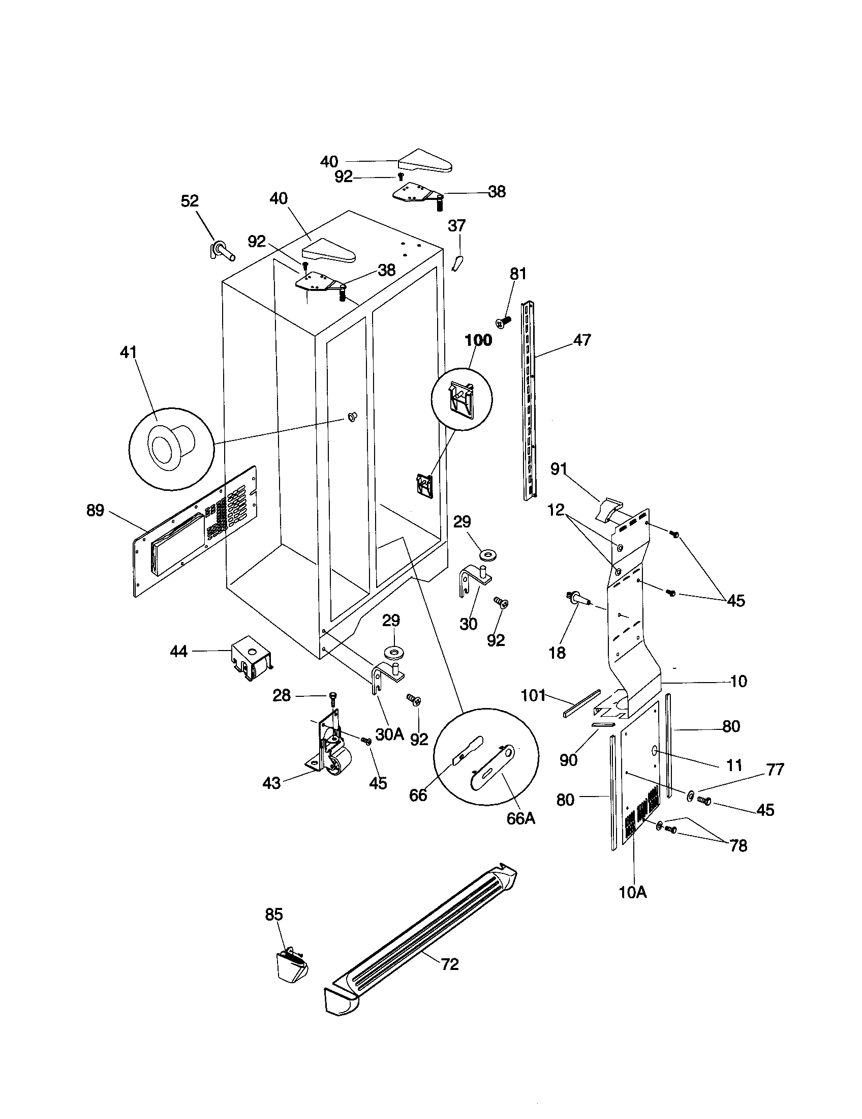 Frigidaire FRS26KR4JQ0 cabinet diagram
