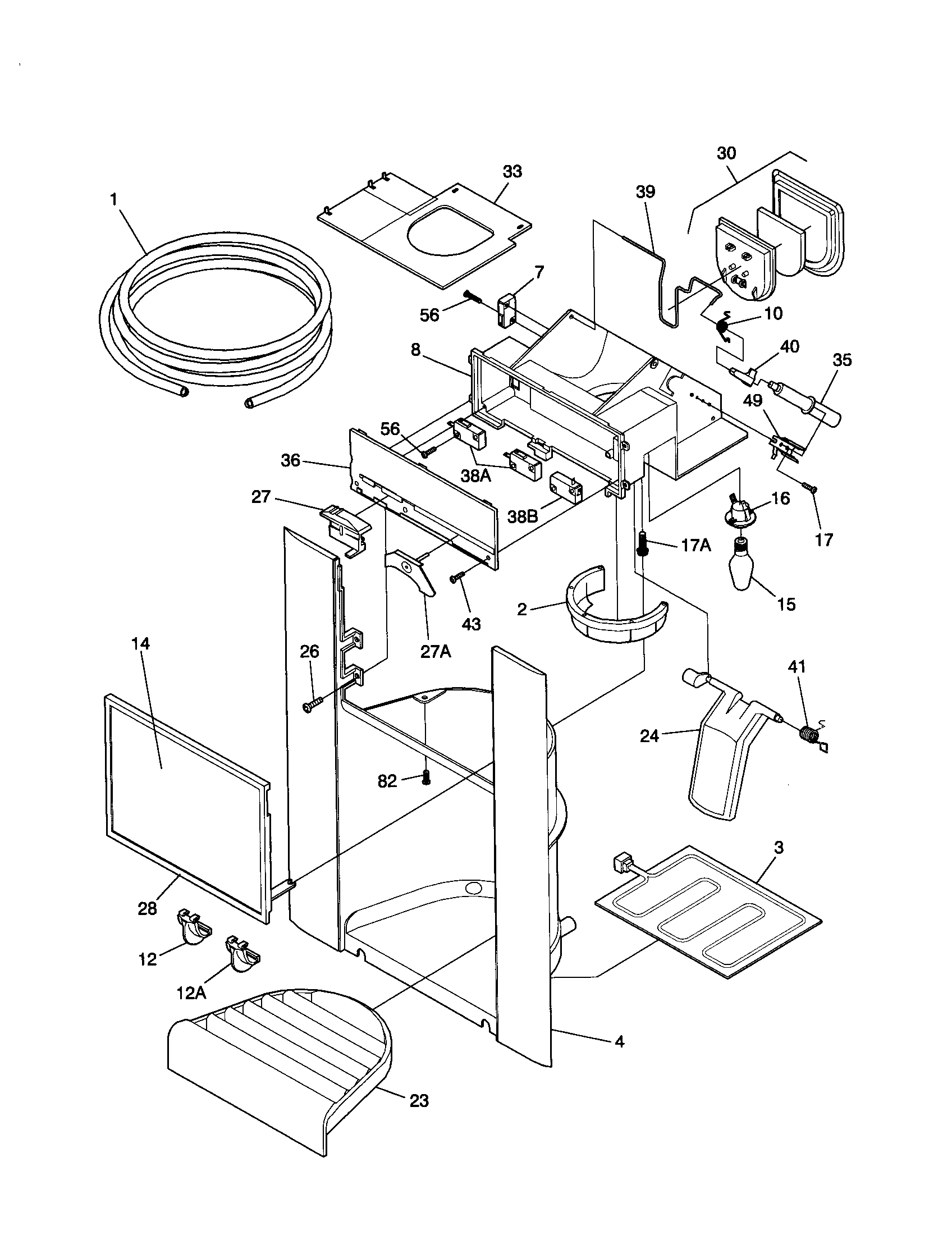 Frigidaire FRS26KR4JQ0 dispenser diagram