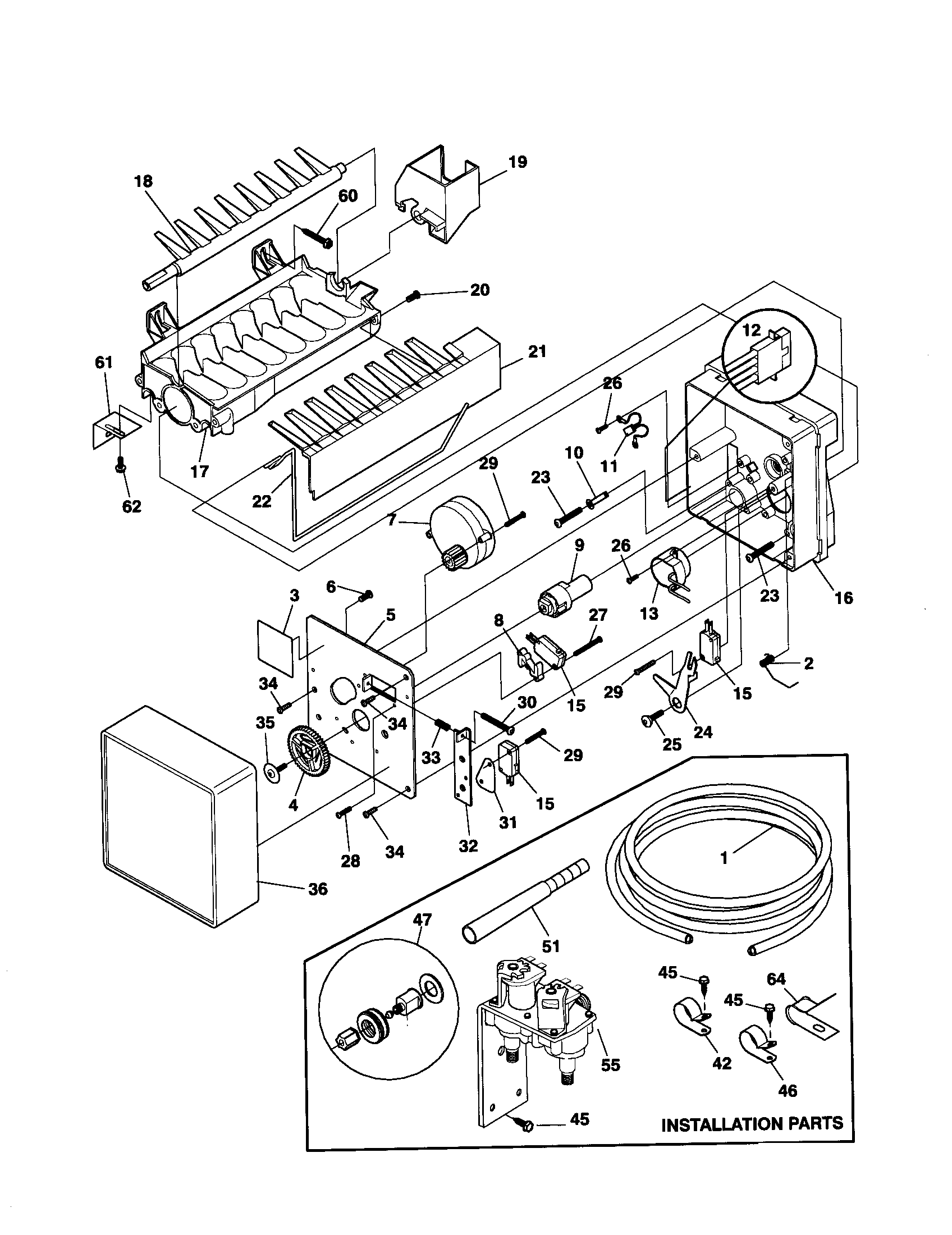 Frigidaire FRS26KR4JQ0 ice maker diagram
