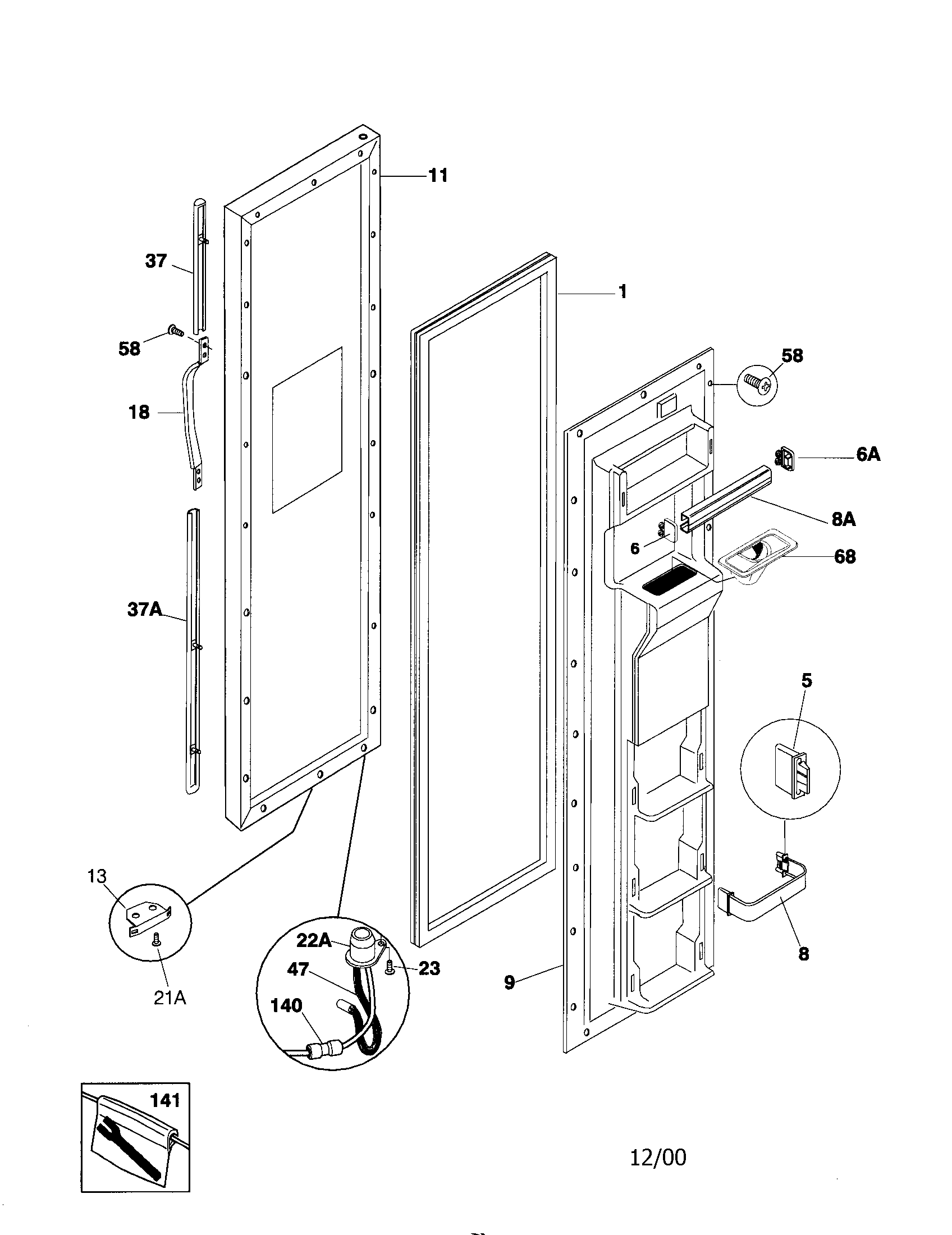 Frigidaire FRS20ZRGW9 freezer door diagram
