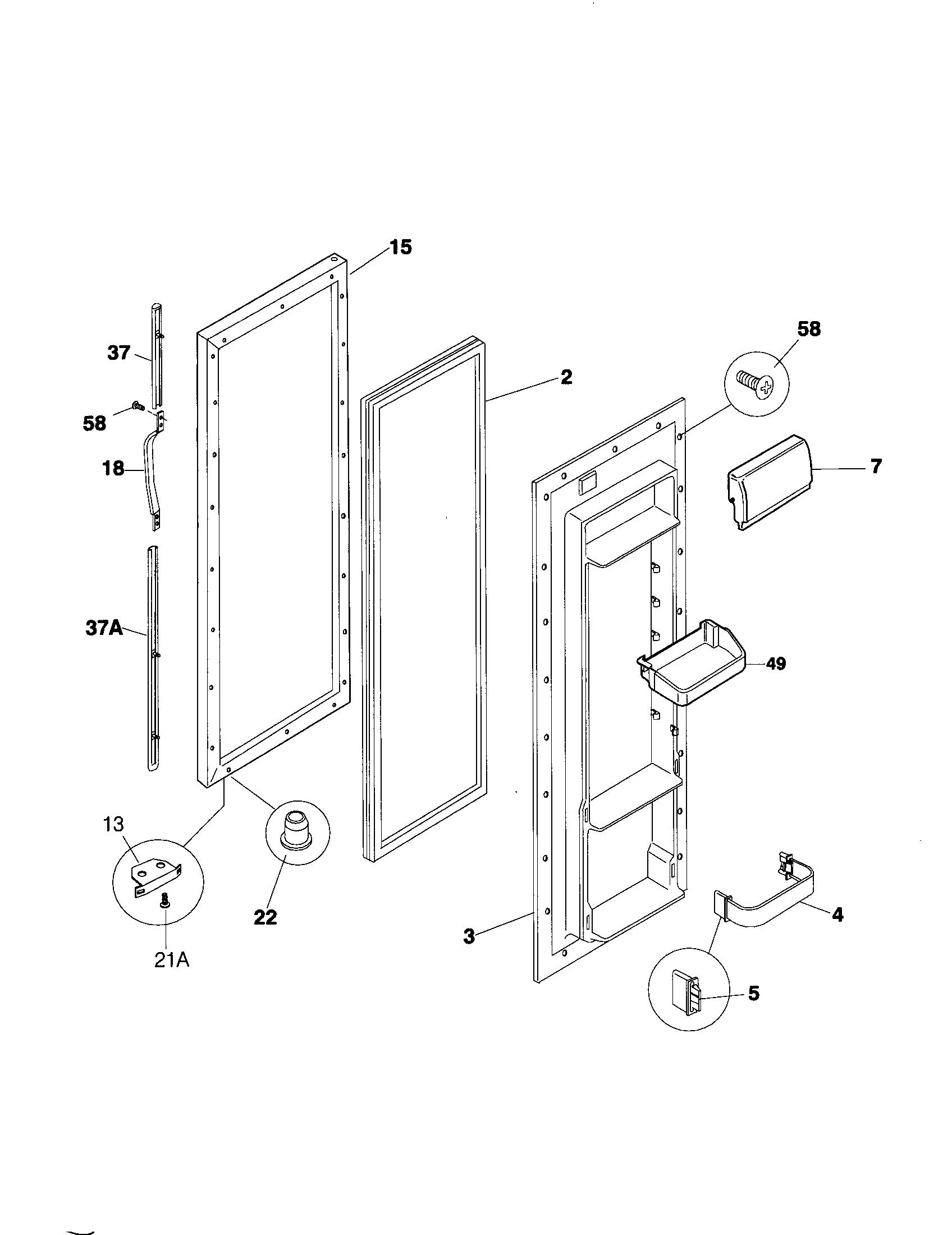 Frigidaire FRS20ZRGW9 refrigerator door diagram