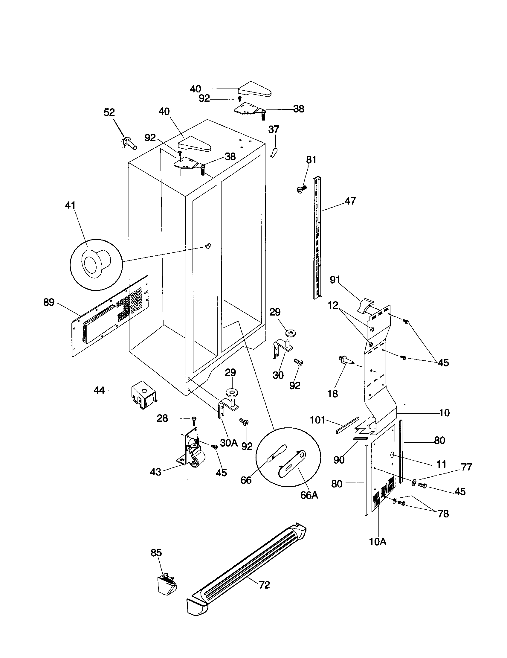Frigidaire FRS20ZRGW9 cabinet diagram