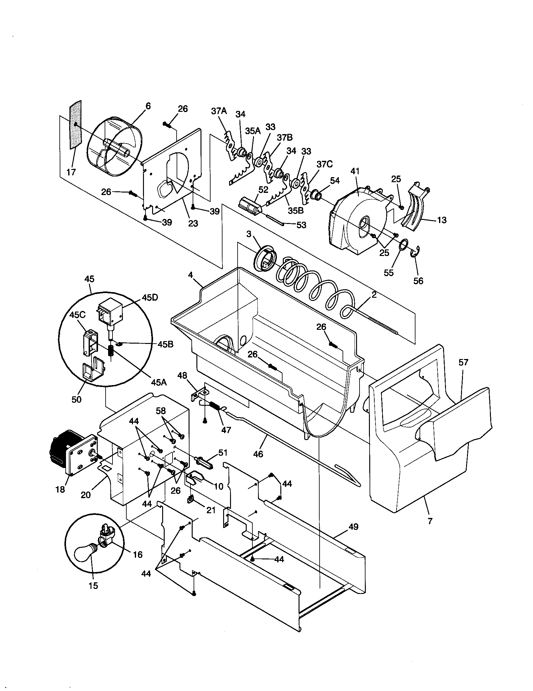 Frigidaire FRS20ZRGW9 ice container diagram