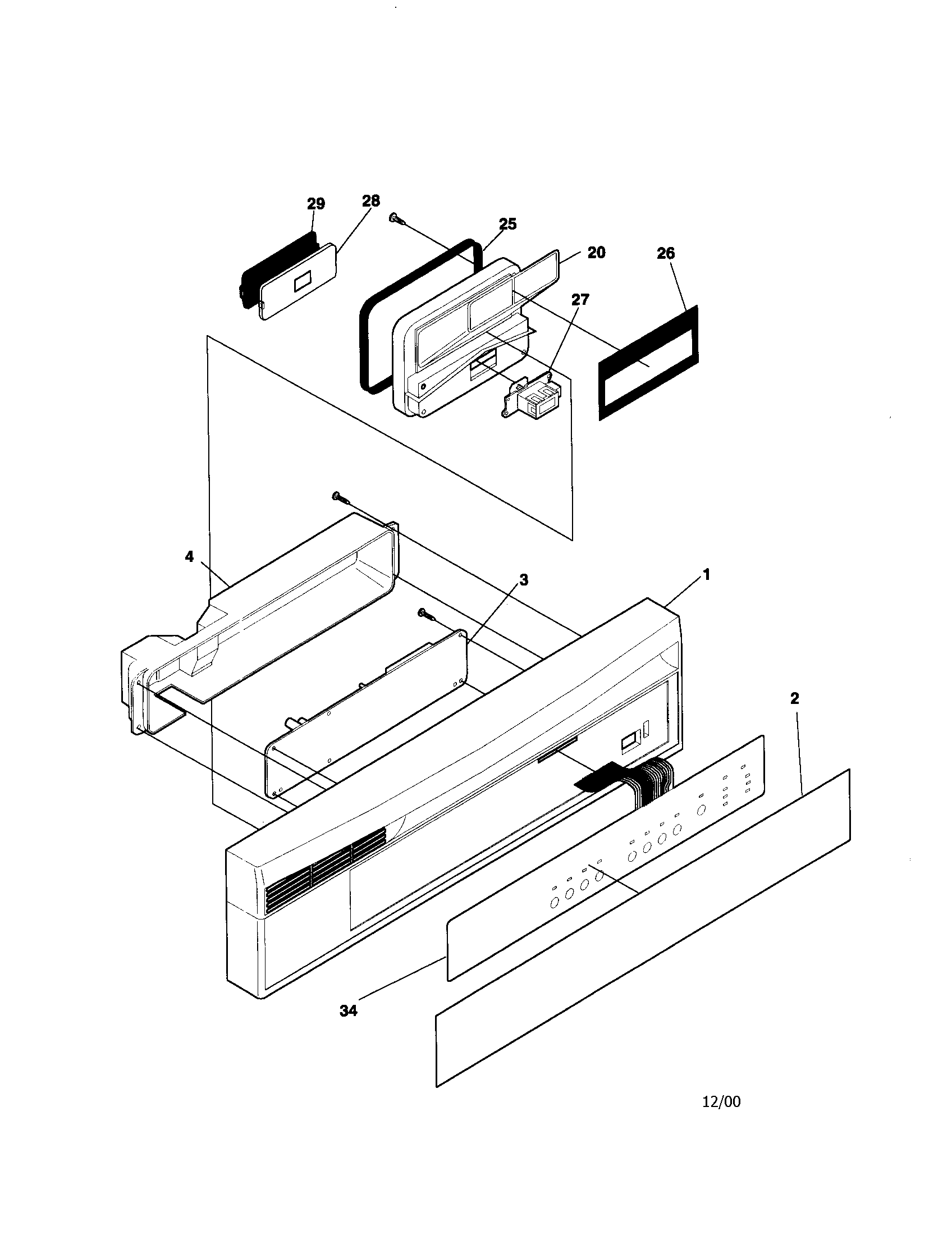 Frigidaire F71C44EJS0 control panel diagram