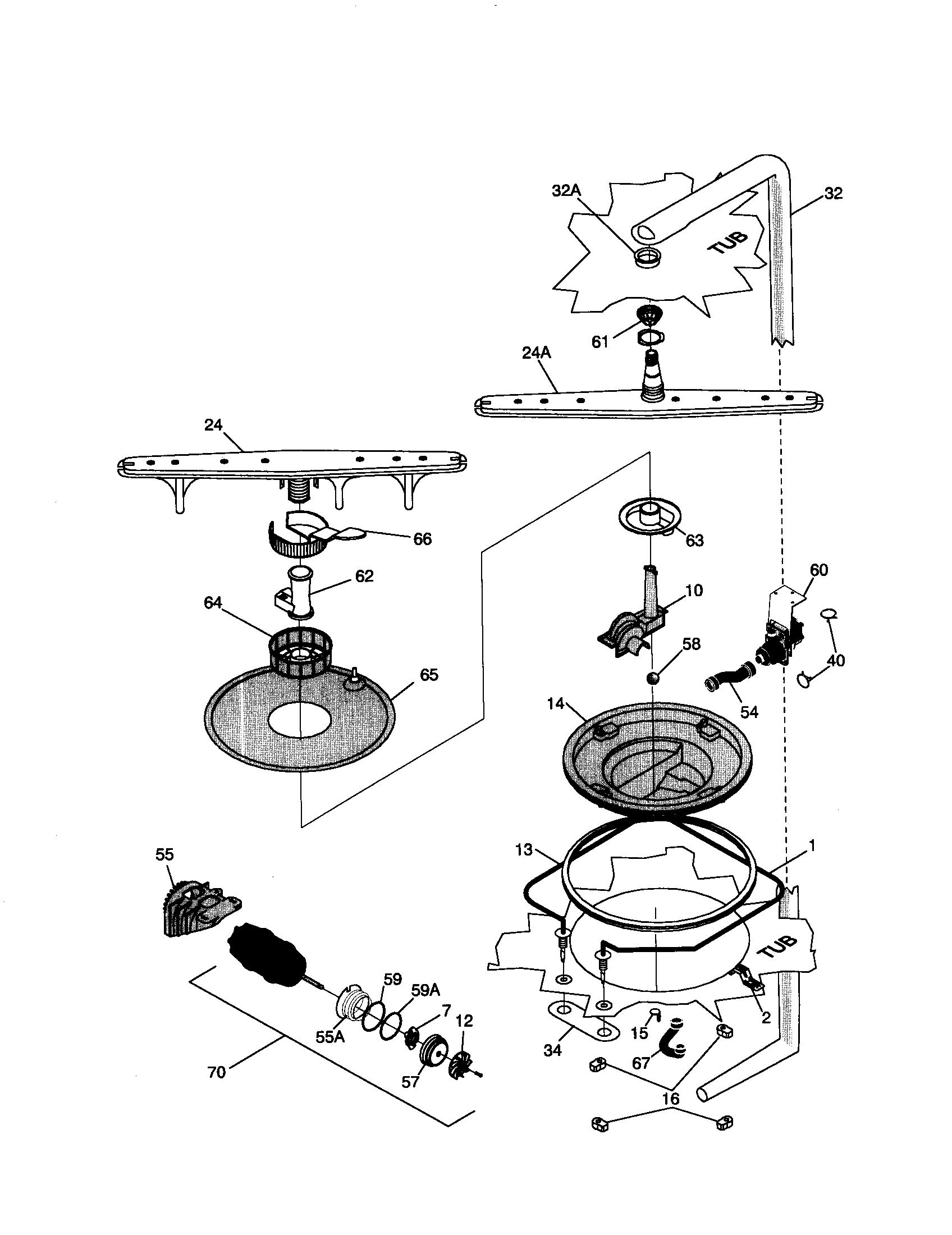 Frigidaire F71C44EJS0 motor and pump diagram