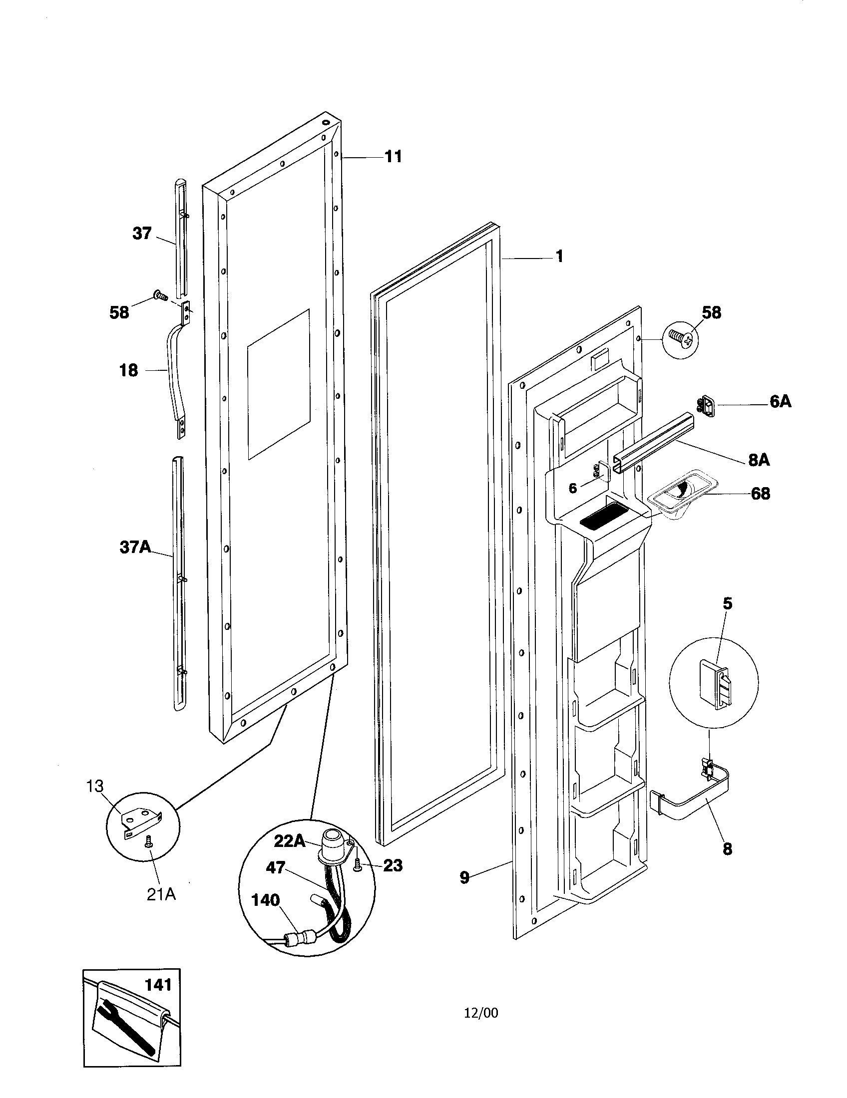 Frigidaire FRS26ZPHQ2 freezer door diagram