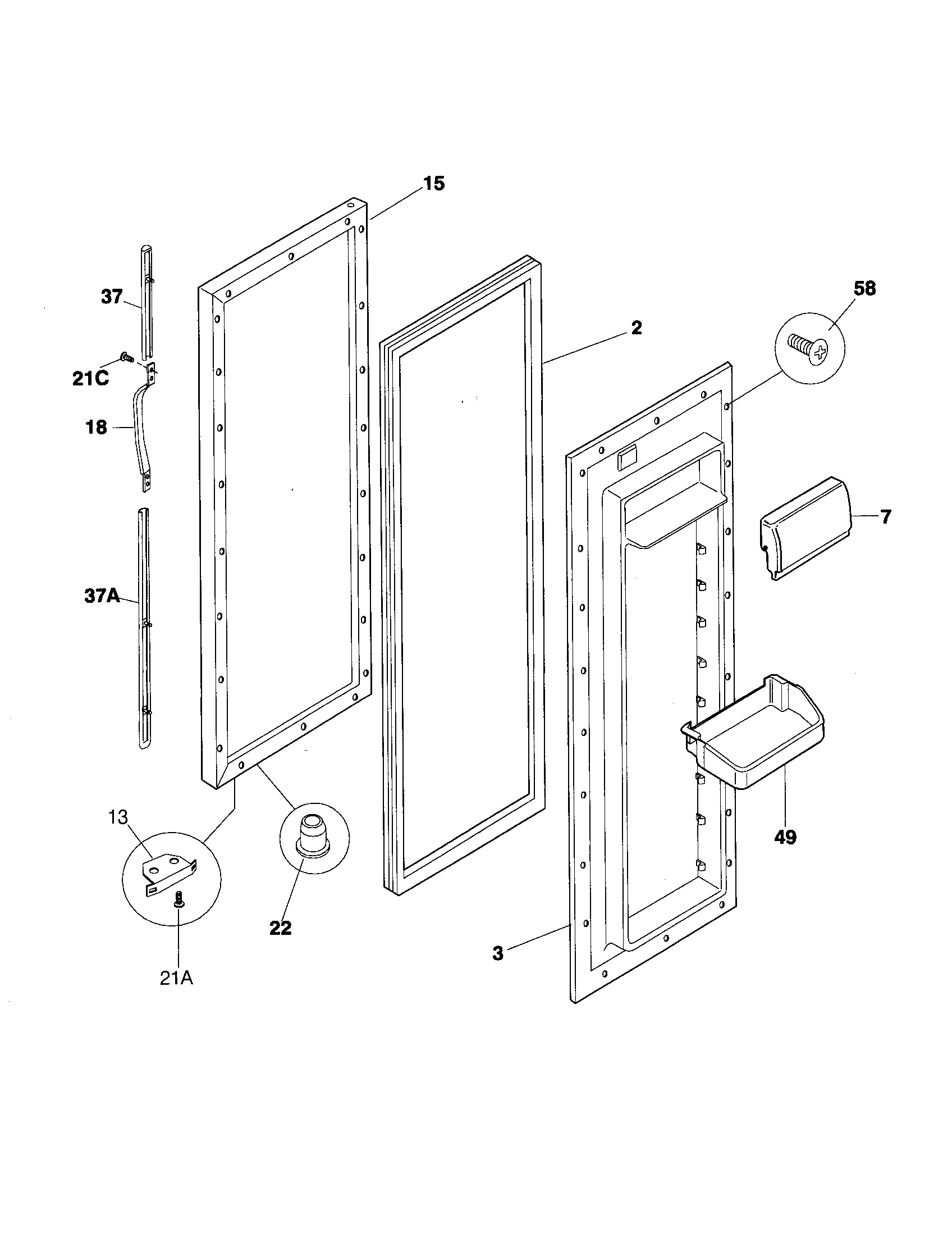 Frigidaire FRS26ZPHQ2 refrigerator door diagram