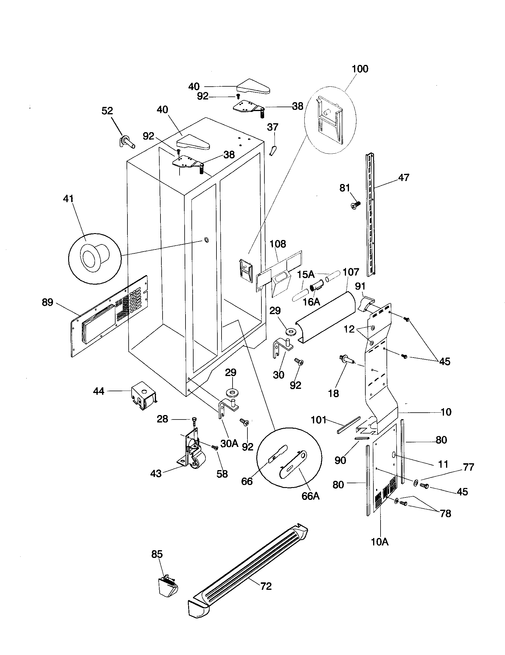 Frigidaire FRS26ZPHQ2 cabinet diagram