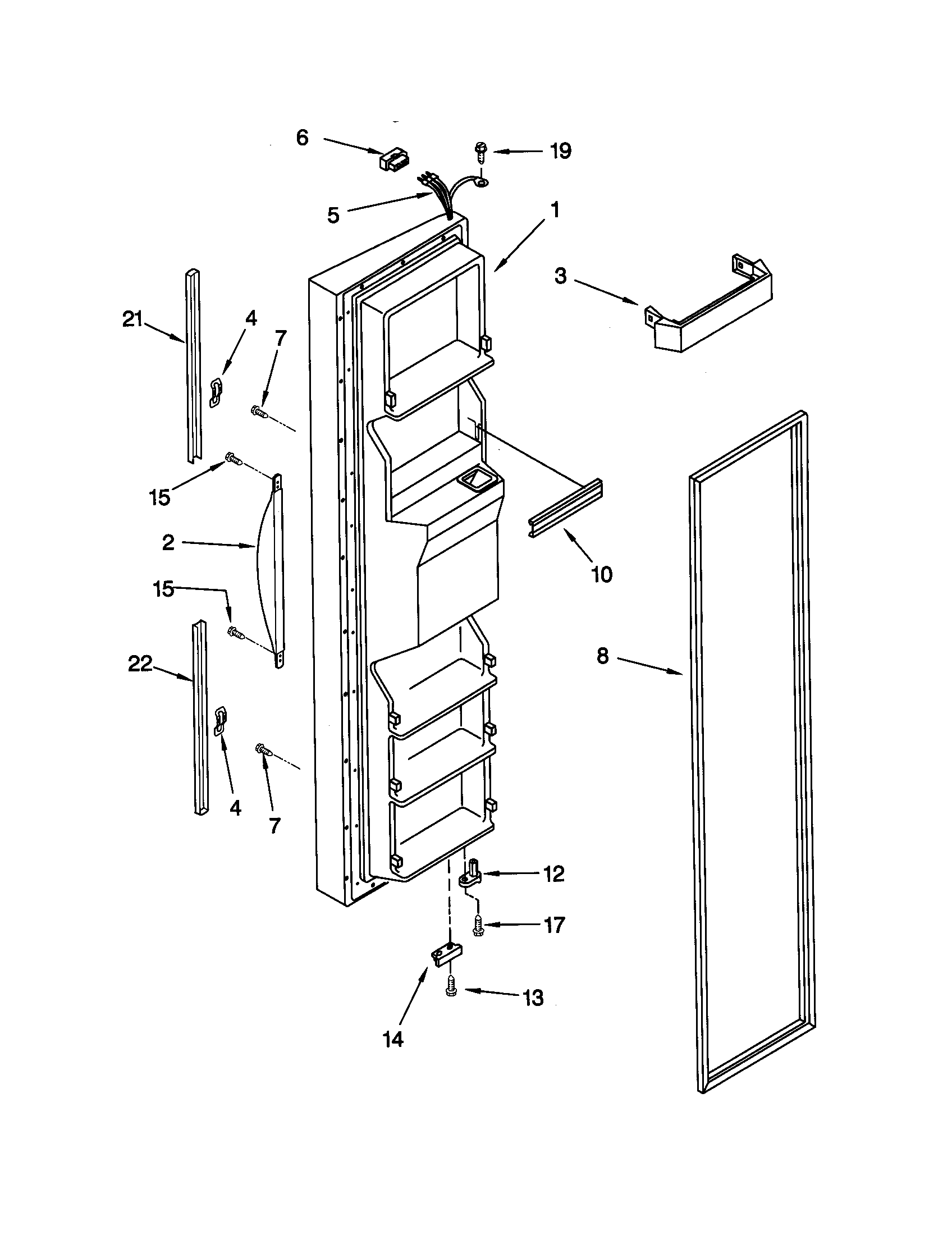 Kenmore Elite 10650209993 freezer door diagram