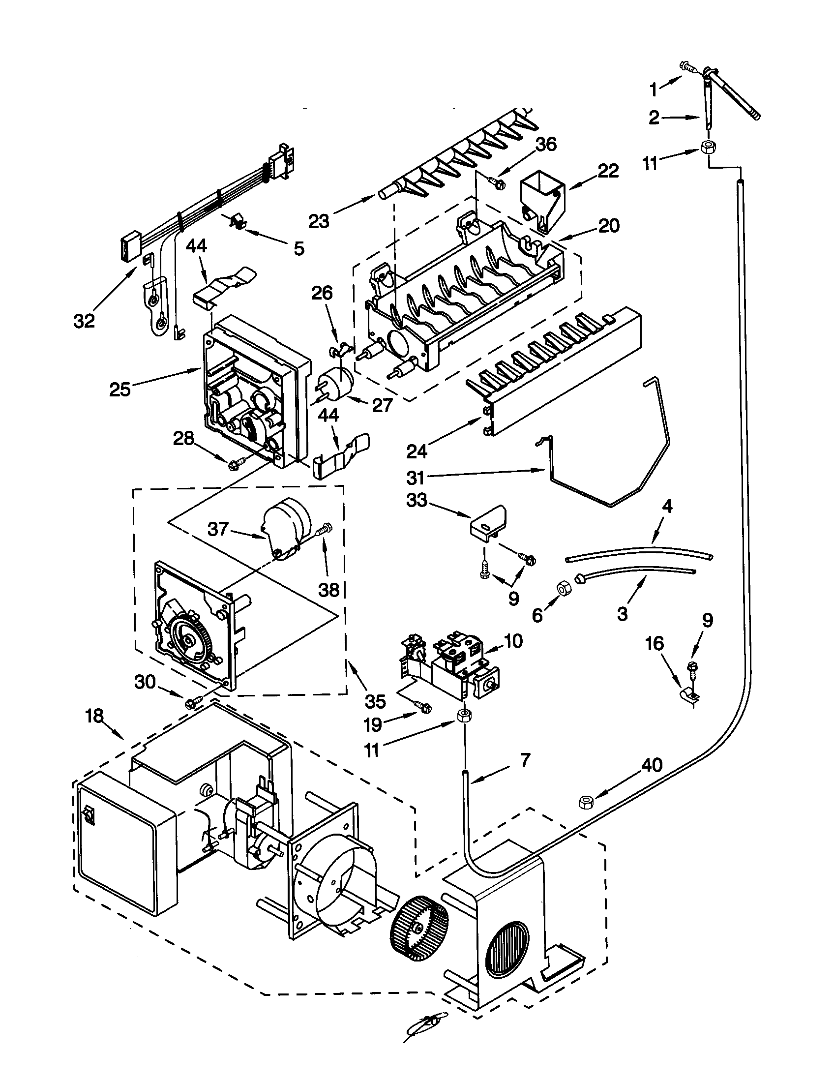 Kenmore Elite 10650209993 icemaker diagram
