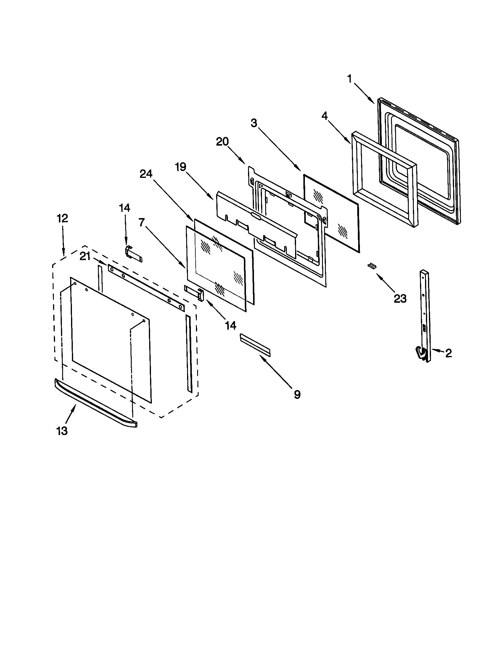 Whirlpool RBS245PDQ10 oven door diagram