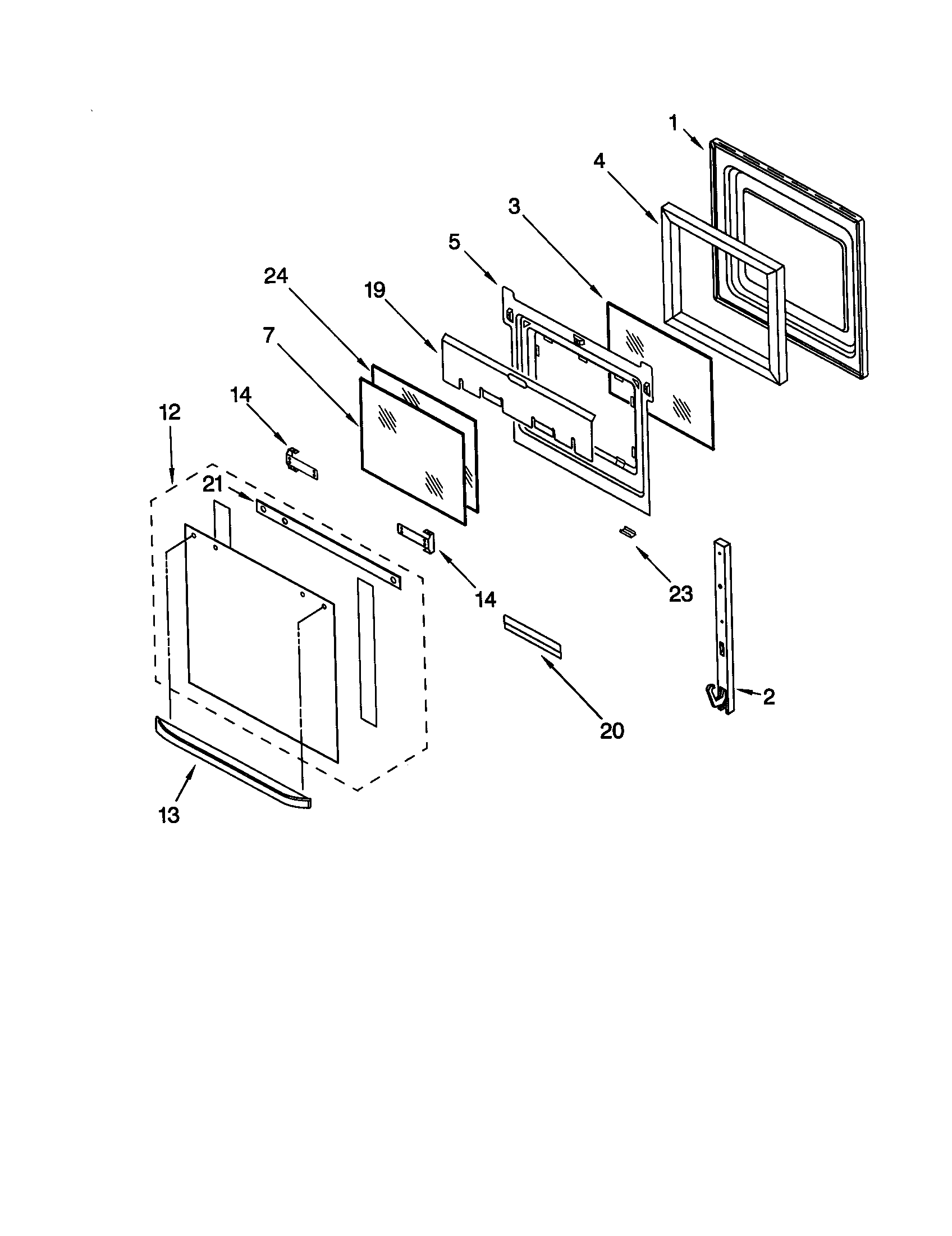Whirlpool RBD276PDB10 oven door diagram