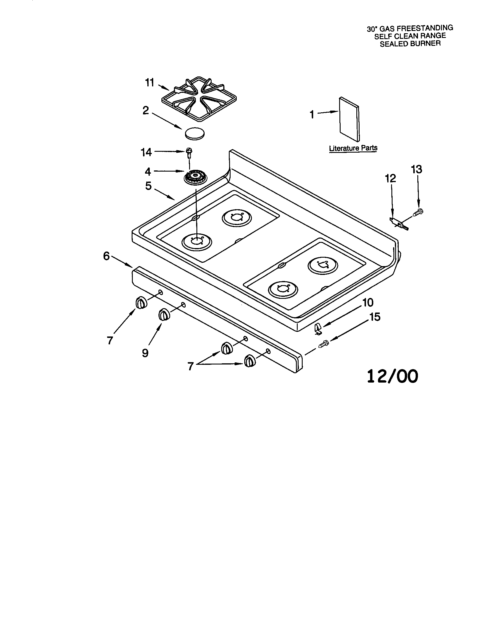 Whirlpool SF365PEGT6 cooktop diagram