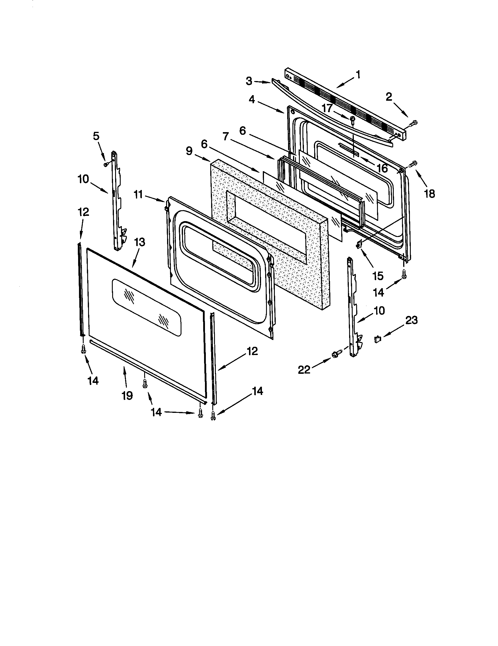 Whirlpool SF365PEGT6 door diagram