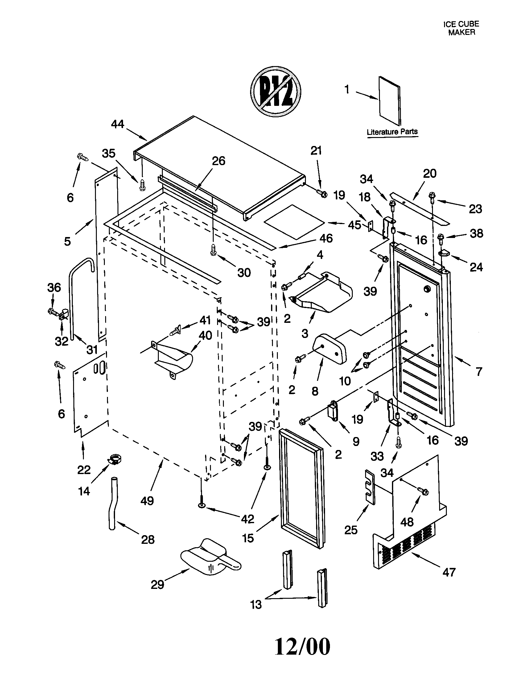 Whirlpool GI1500PHW2 cabinet liner and door diagram