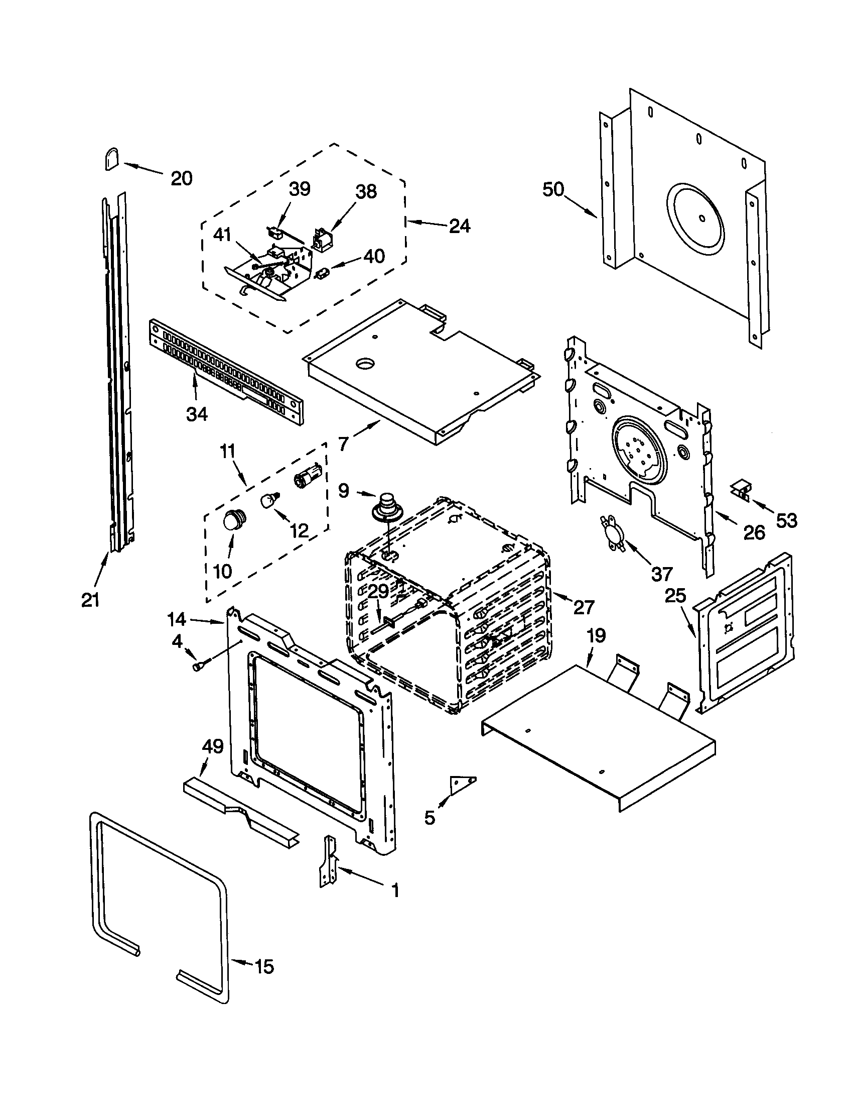 Whirlpool RBD245PDT10 upper oven diagram