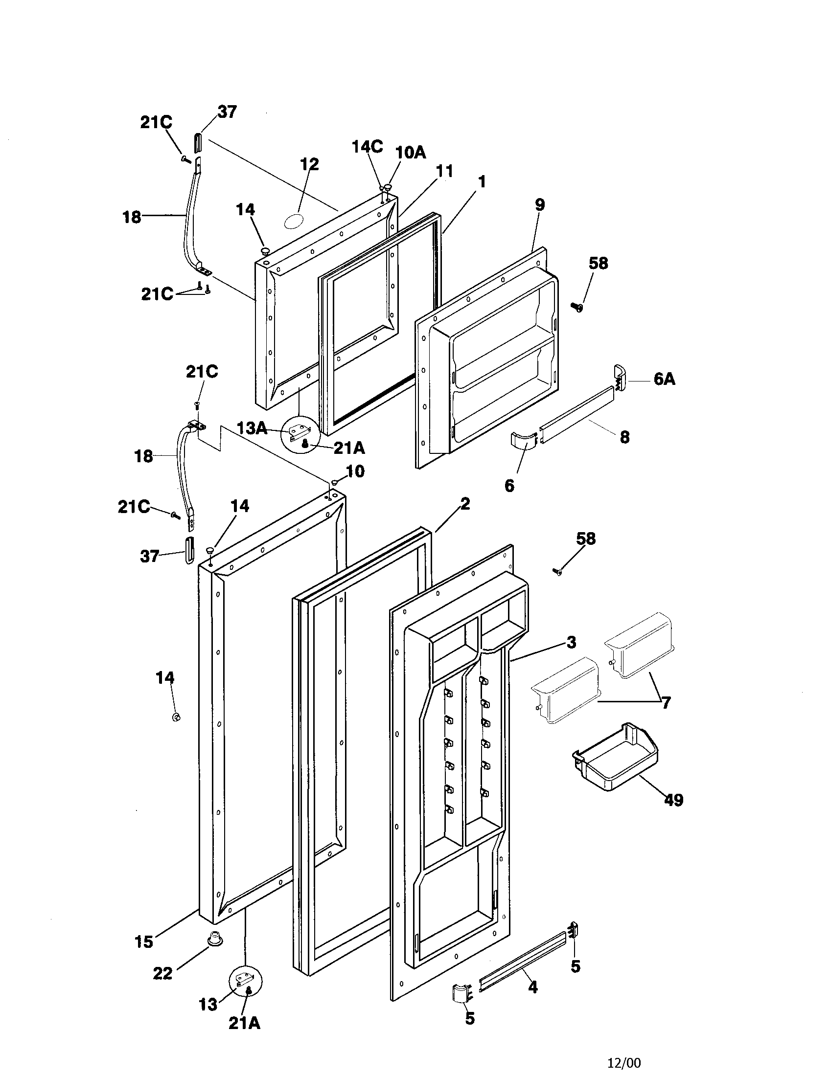 Frigidaire FRT22INLHD4 door diagram