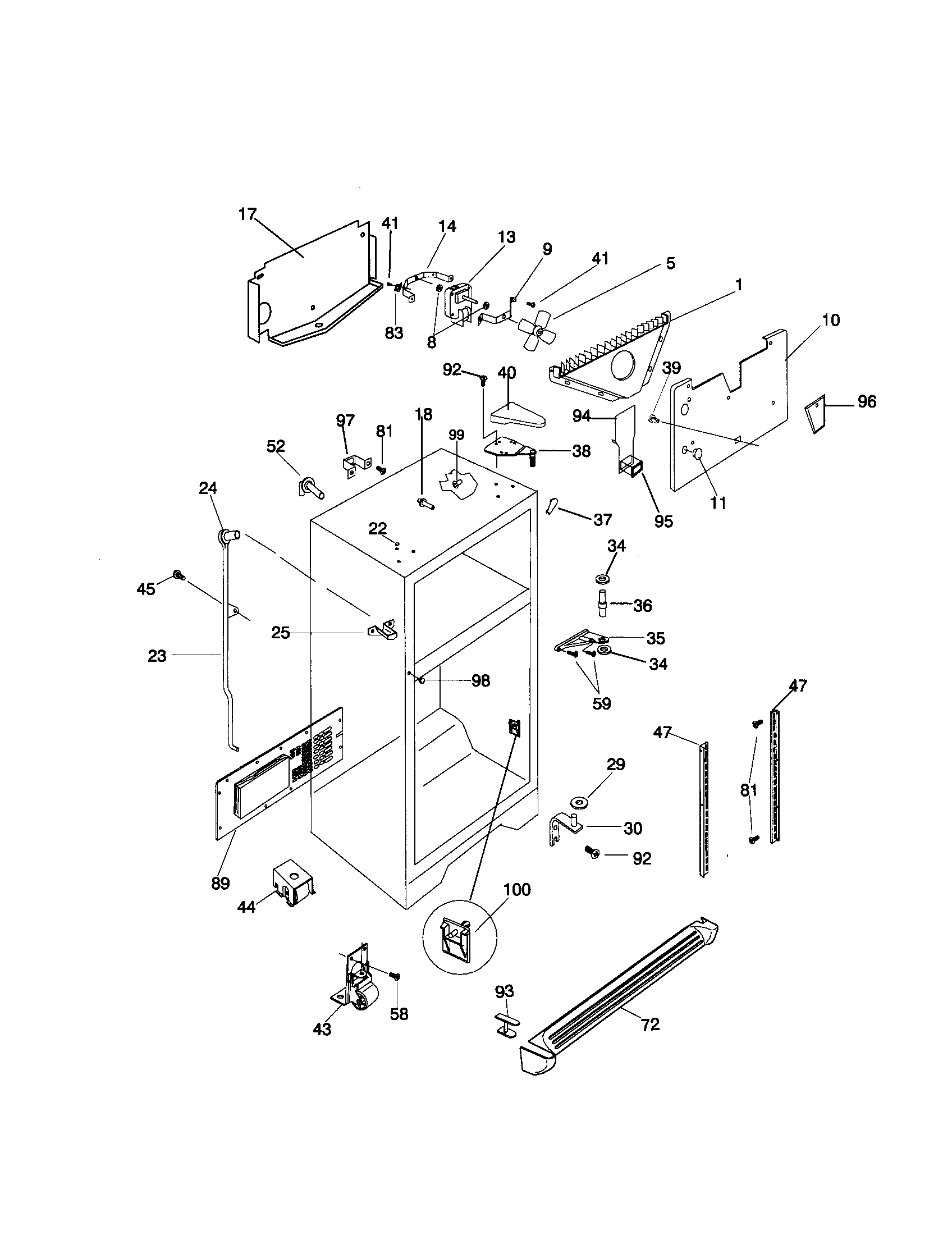 Frigidaire FRT22INLHD4 cabinet diagram