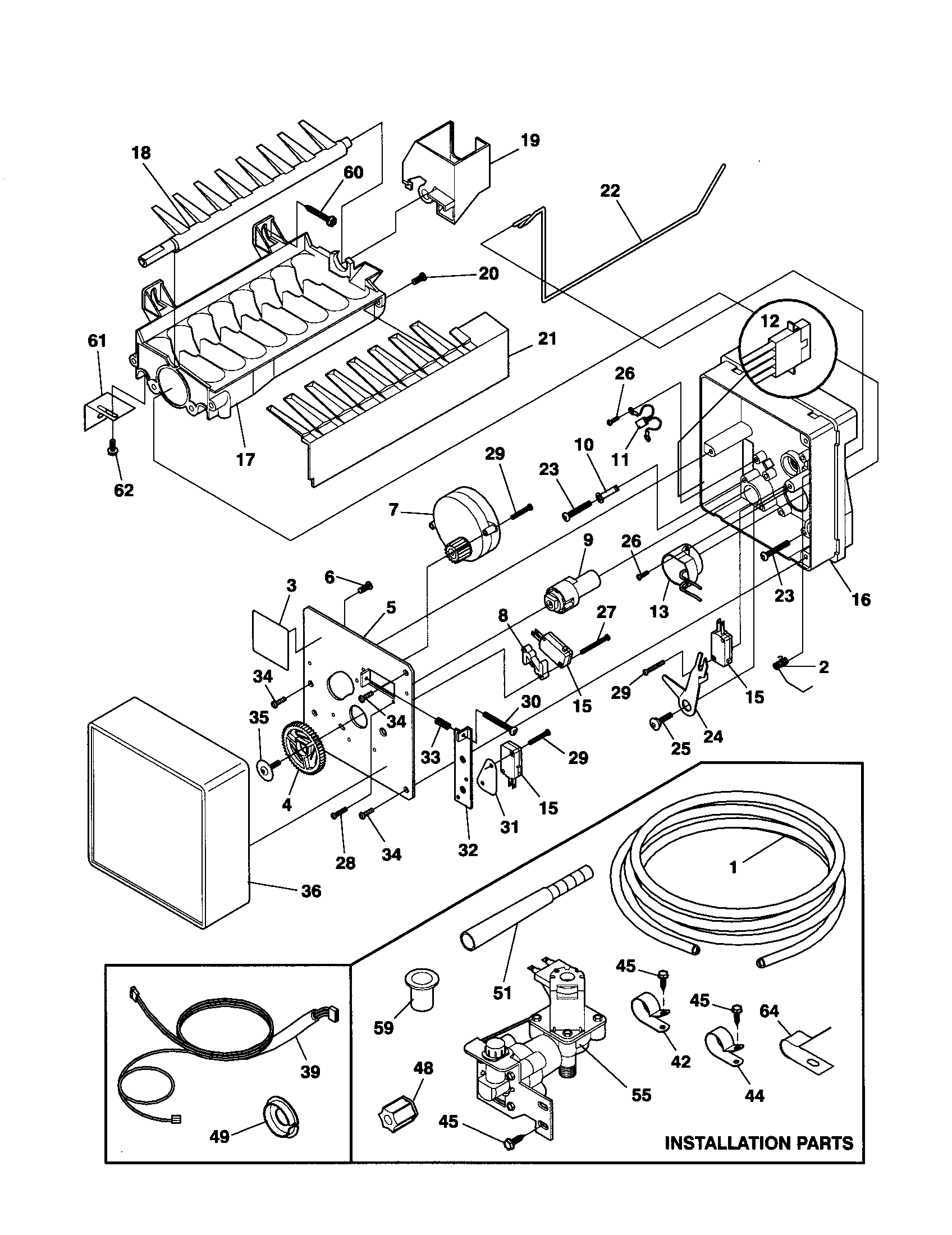 Frigidaire FRT22INLHD4 icemaker diagram