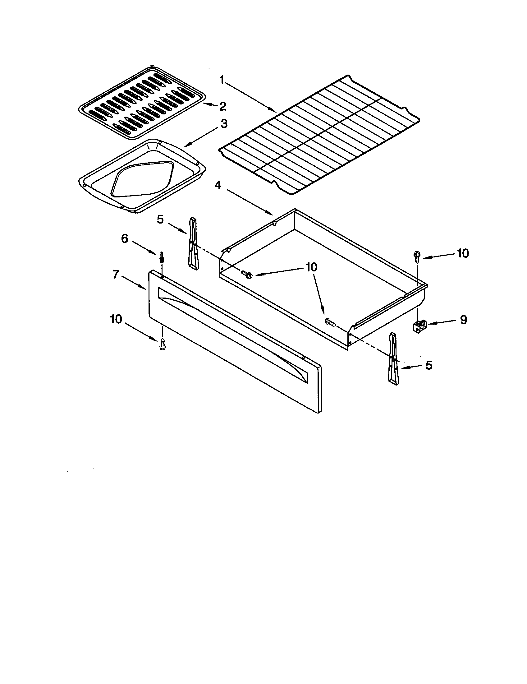 Whirlpool RF386PXGT3 drawer and broiler diagram