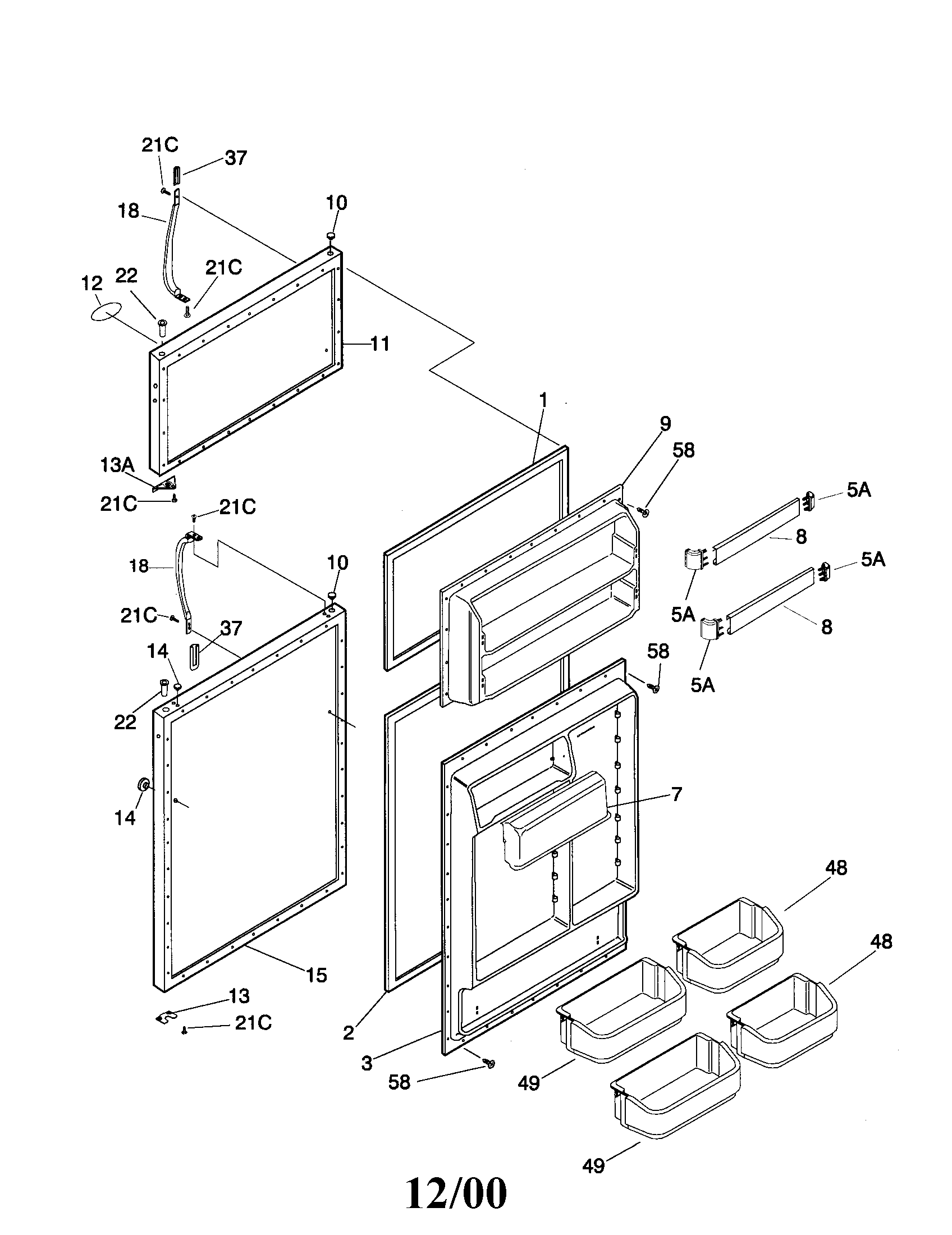 Frigidaire FRT18INLHW1 door diagram