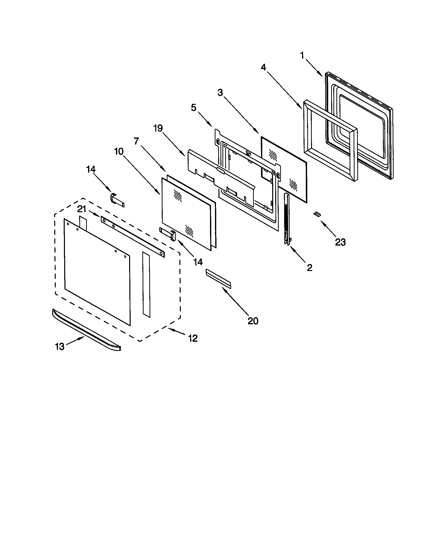 Whirlpool GMC305PDZ4 oven door diagram