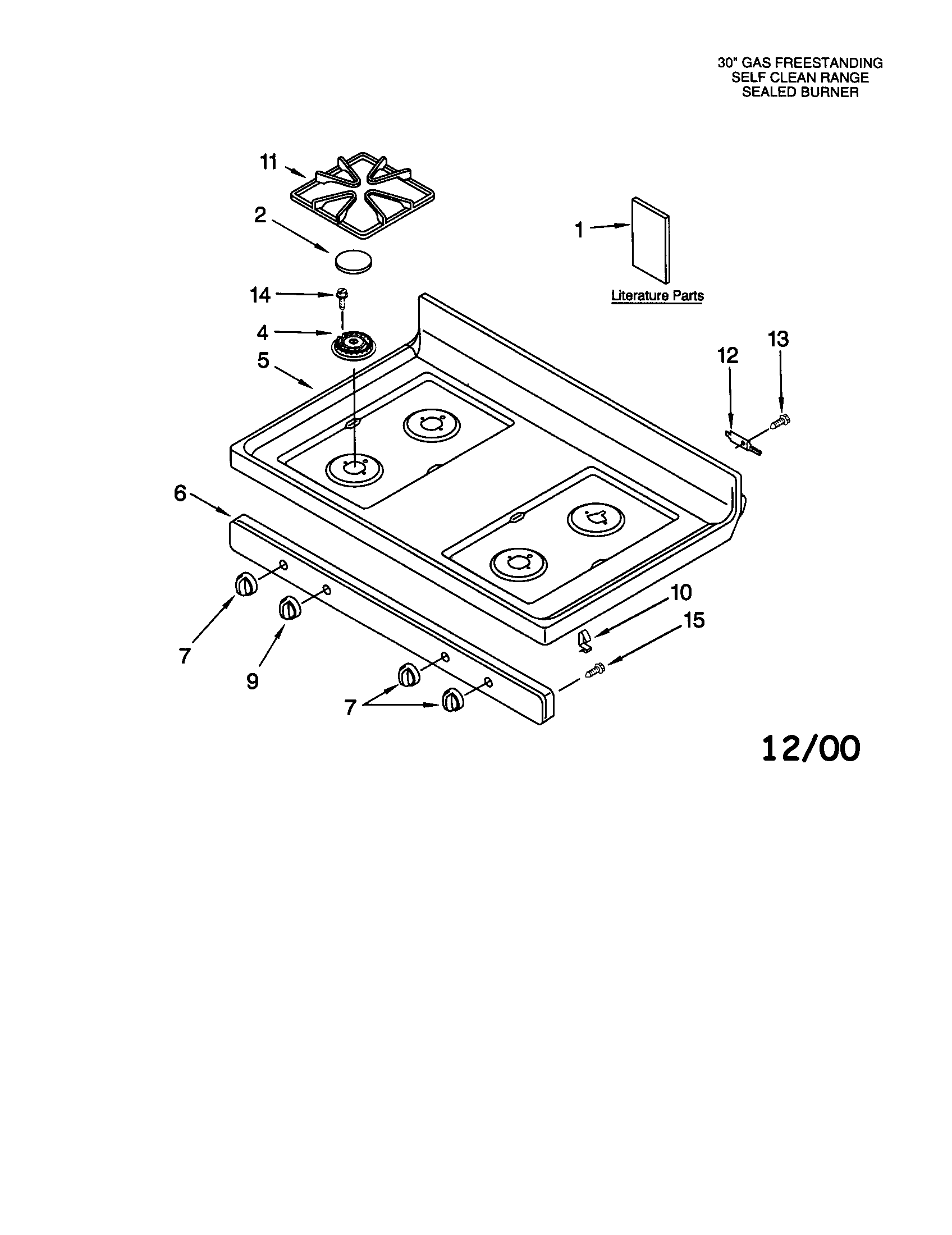 Whirlpool SF367LEHN6 cooktop diagram