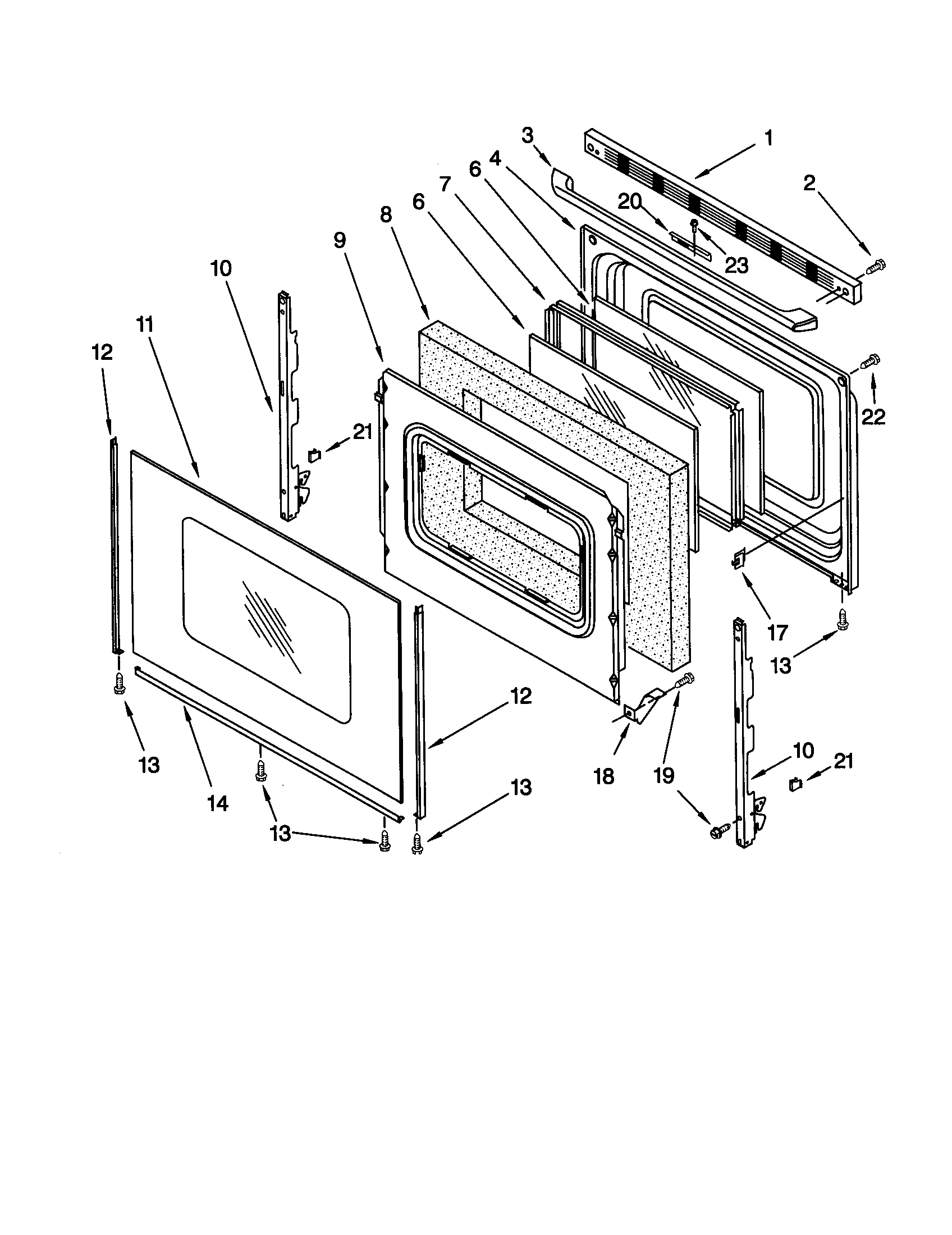 Whirlpool SF367LEHN6 door diagram