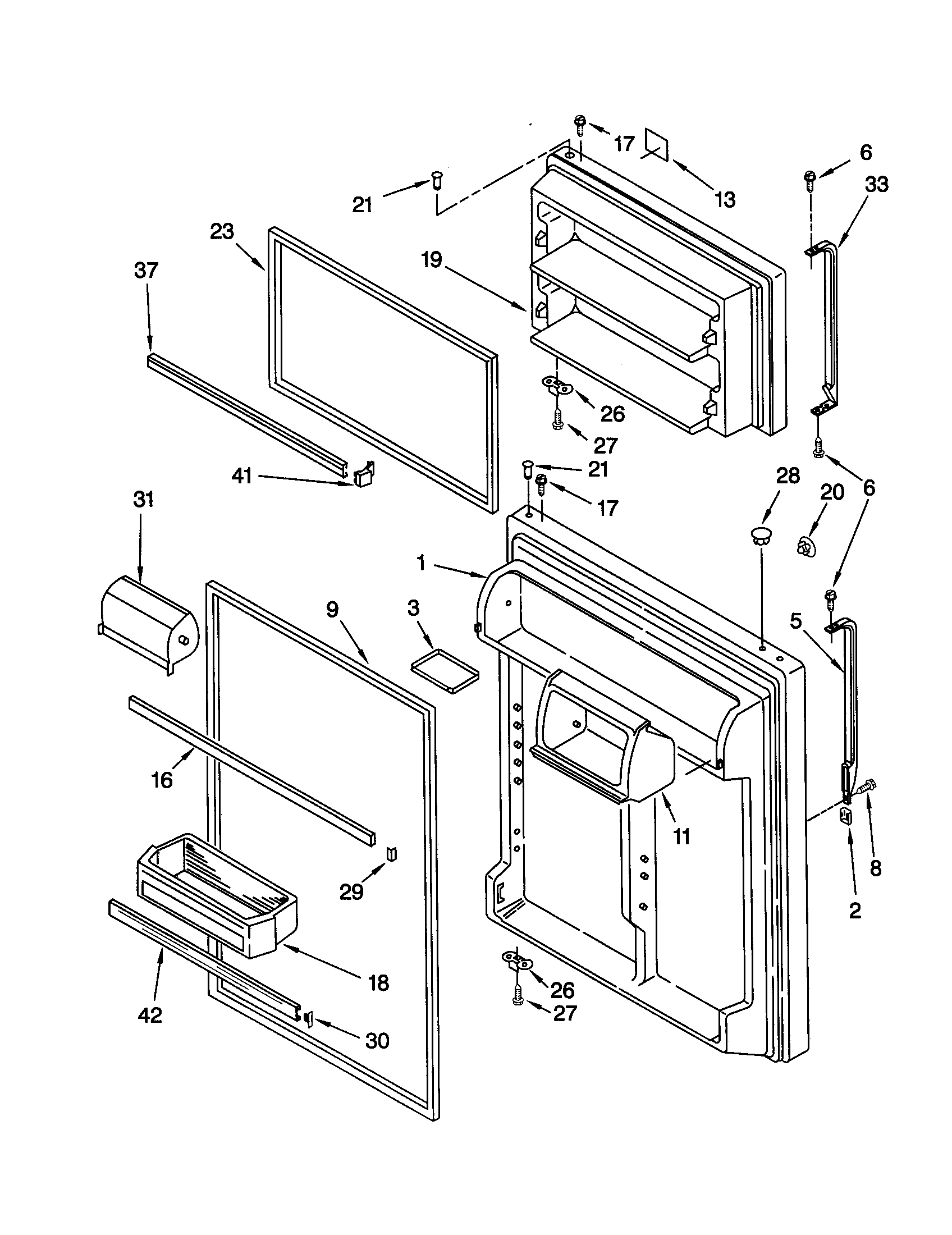 Whirlpool ET19PKXJW00 door diagram
