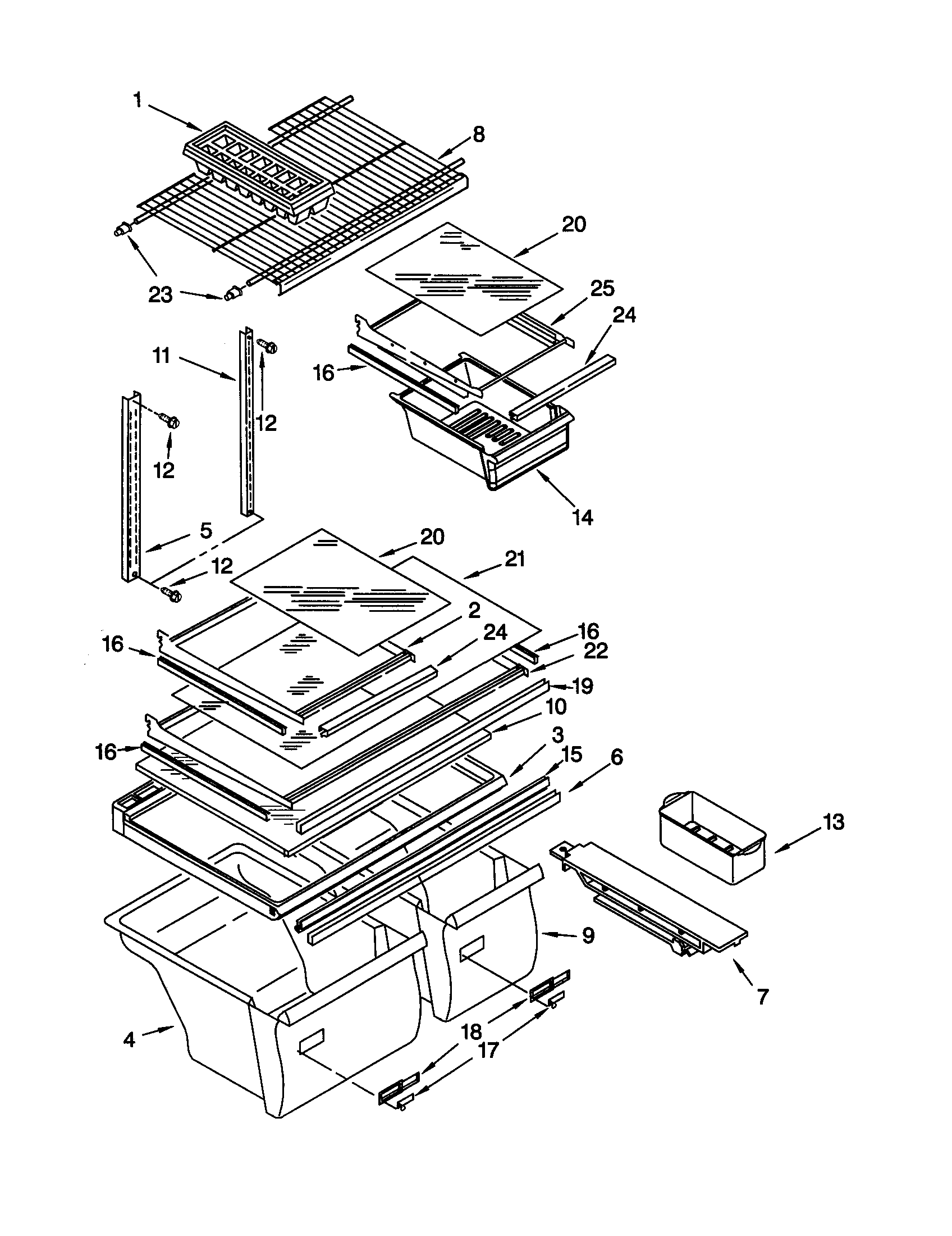 Whirlpool ET19PKXJW00 shelf diagram