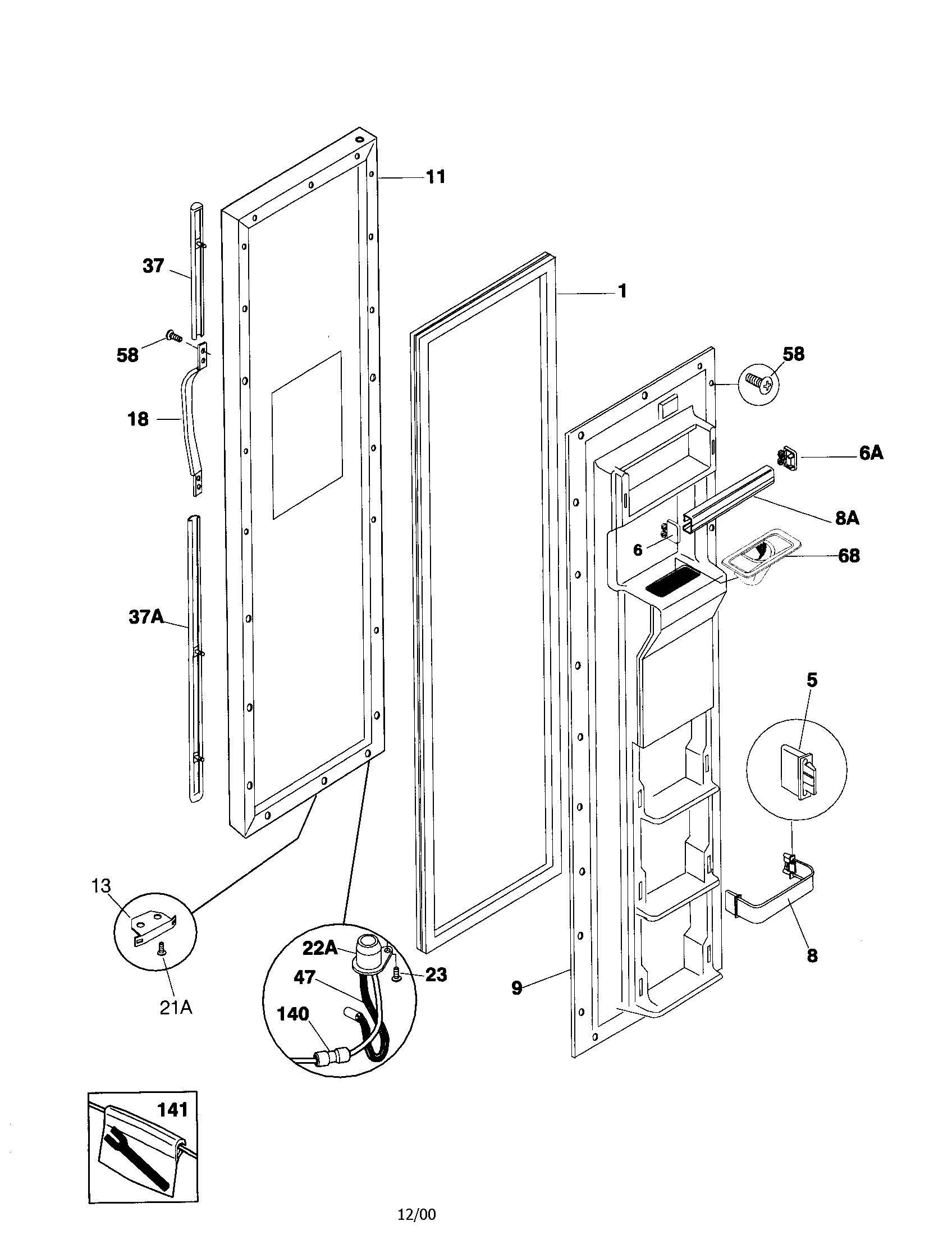 Frigidaire FRS20WRHW6 freezer door diagram
