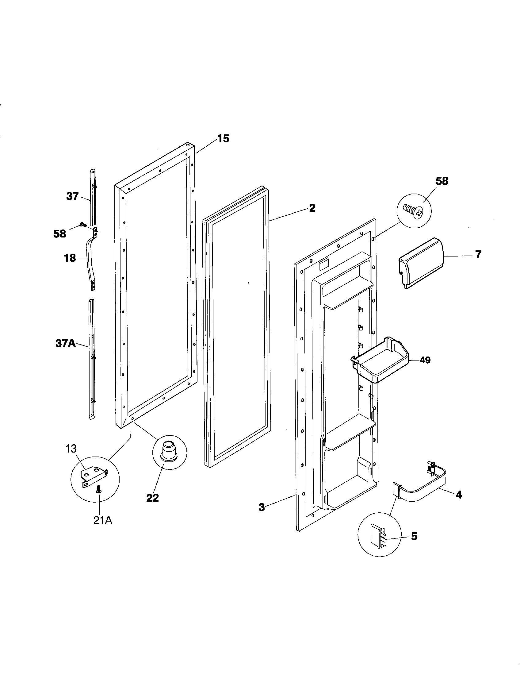 Frigidaire FRS20WRHW6 refrigerator door diagram