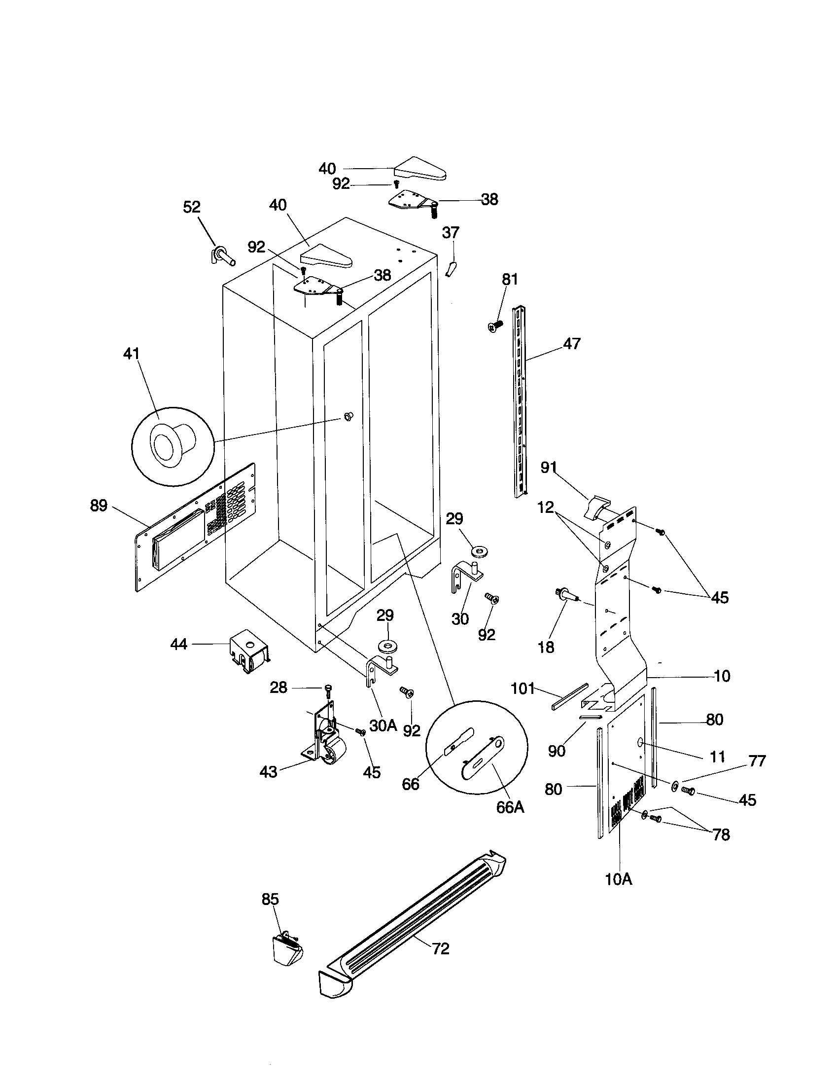 Frigidaire FRS20WRHW6 cabinet diagram