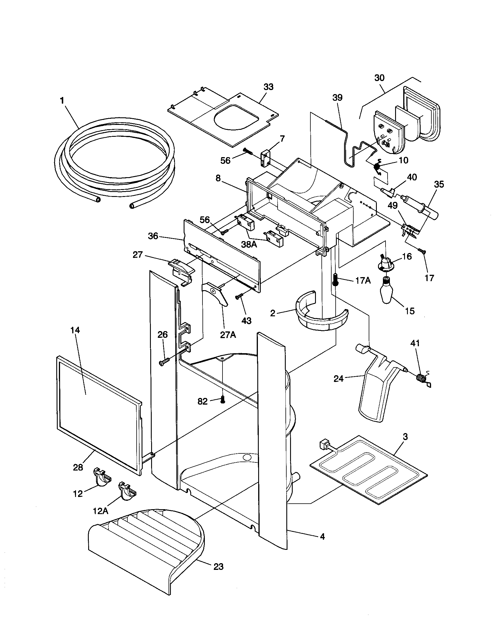 Frigidaire FRS20WRHW6 dispenser diagram