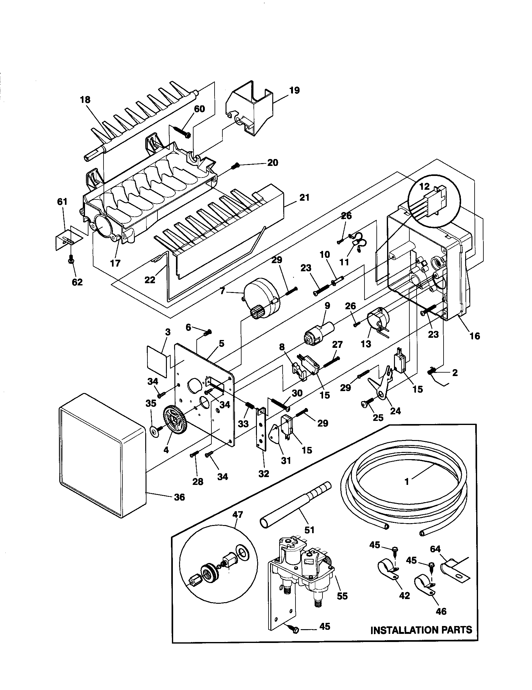 Frigidaire FRS20WRHW6 ice maker diagram