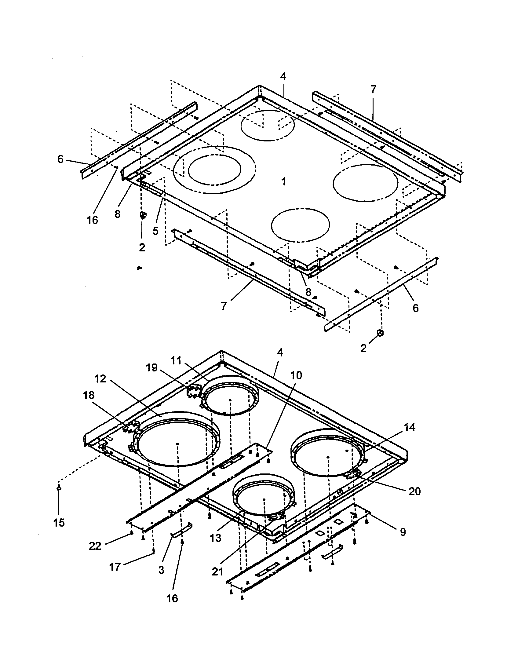 Amana ARH667WW-P1142632N maintop diagram