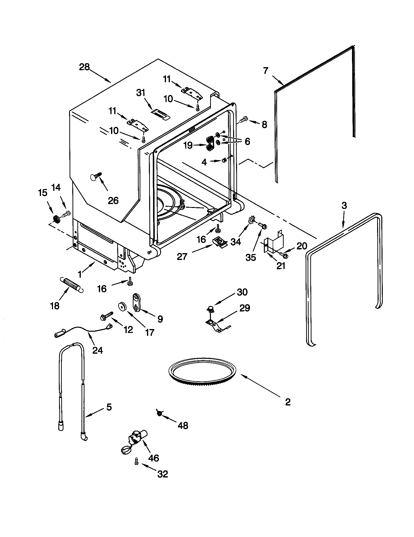 Kenmore 66515922001 tub and frame diagram