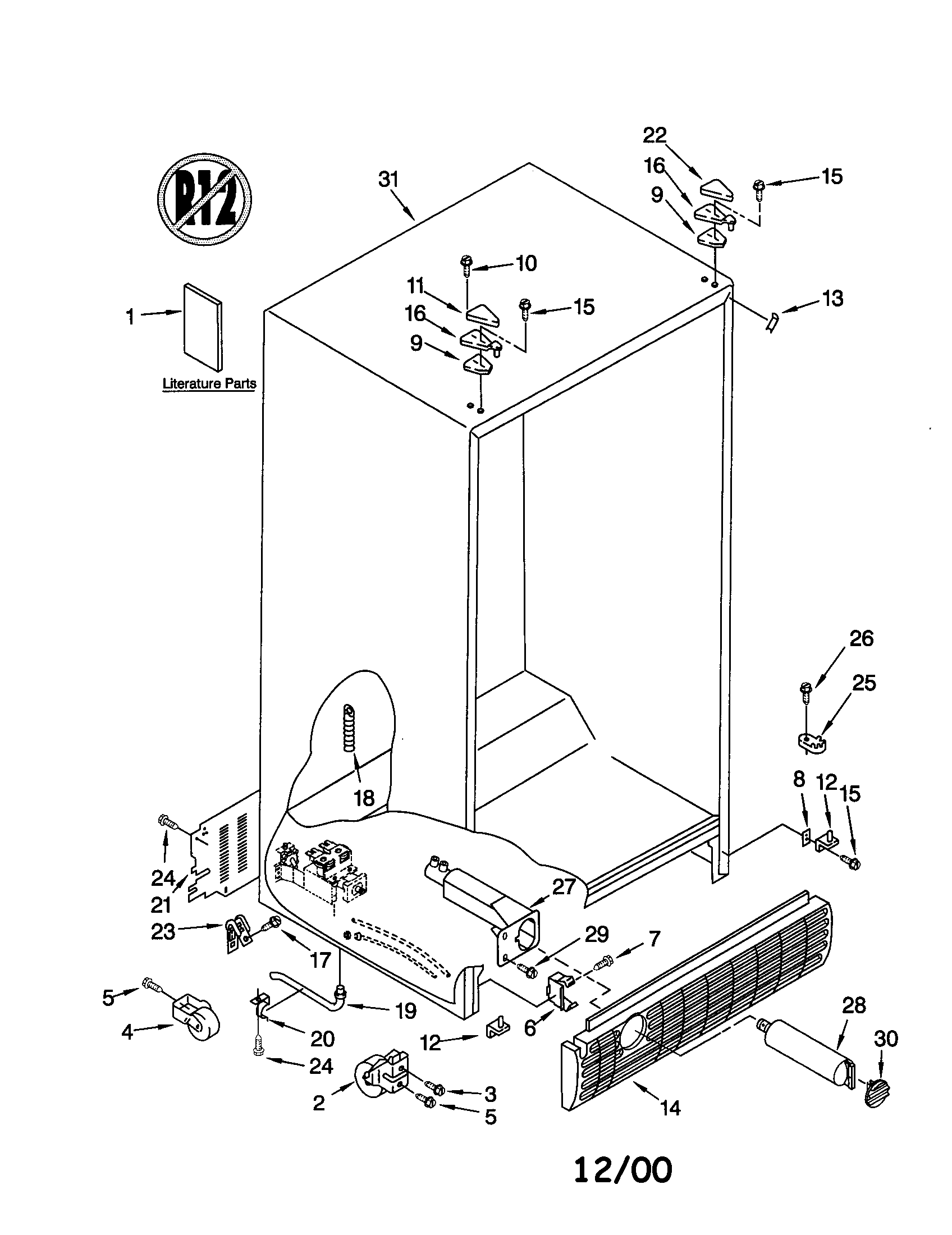 KitchenAid KSRE27FHWH02 cabinet diagram