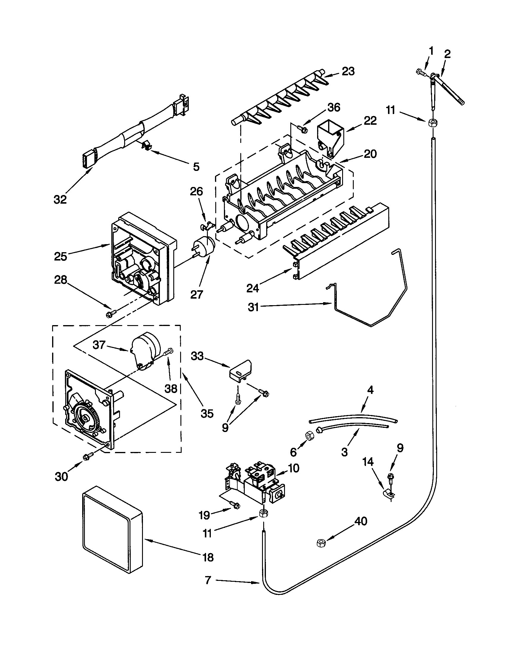 KitchenAid KSRE27FHWH02 icemaker diagram