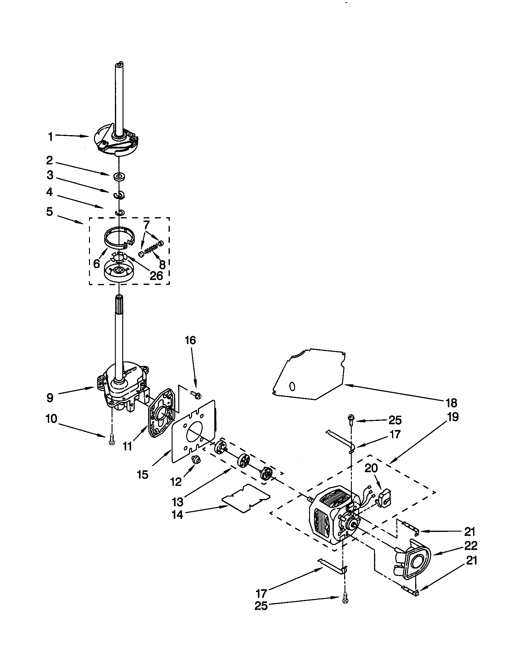 Kenmore 11020982993 brake/clutch/gearcase/motor/pump diagram