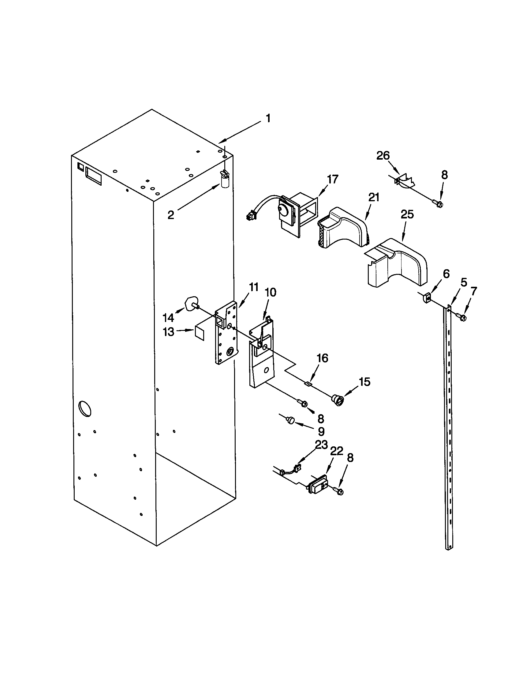 KitchenAid KSSS42FJW00 refrigerator liner diagram