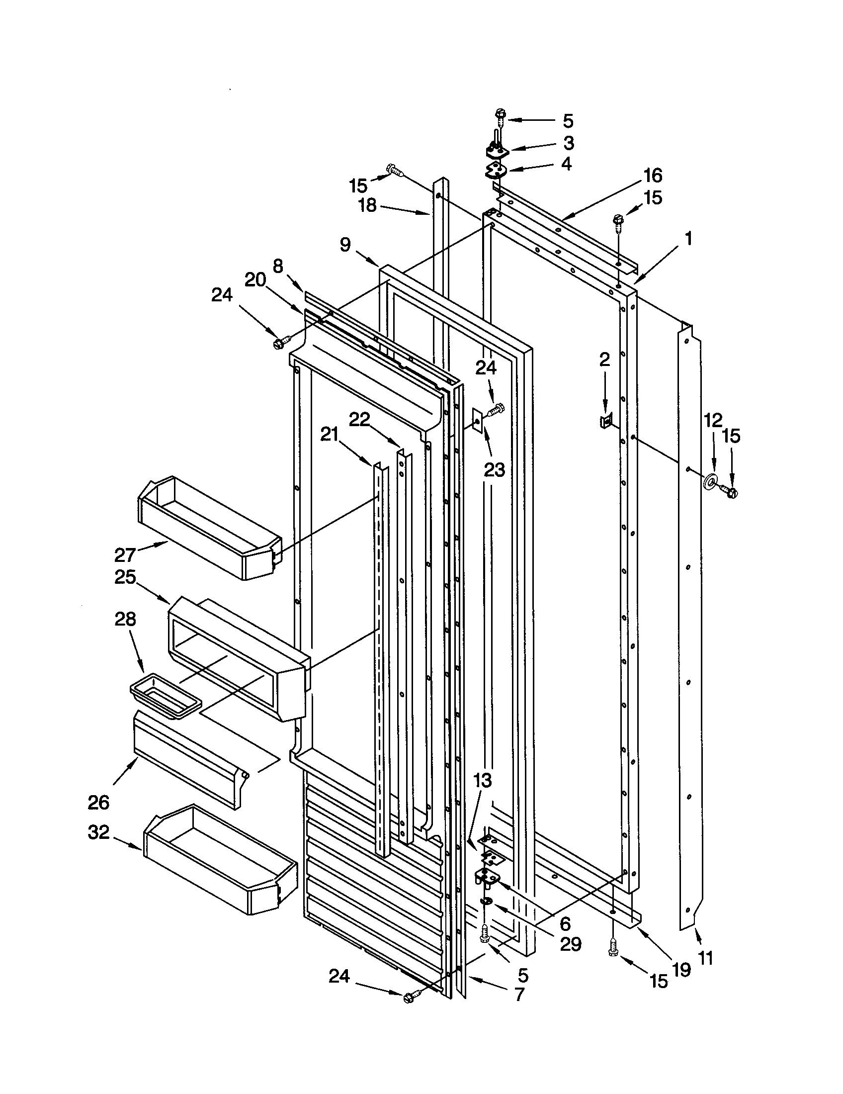 KitchenAid KSSS42FJW00 refrigerator door diagram