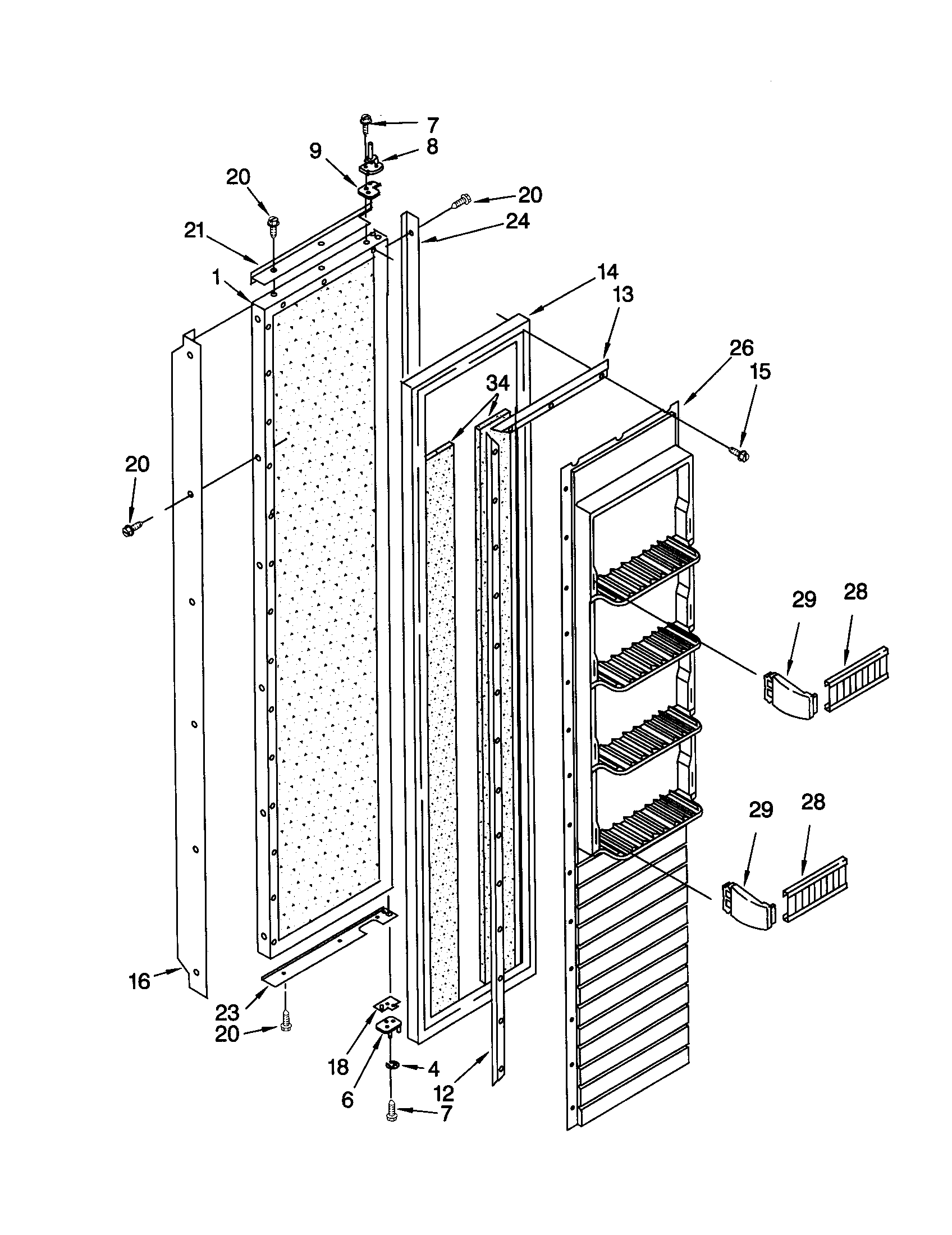 KitchenAid KSSS42FJW00 freezer door diagram