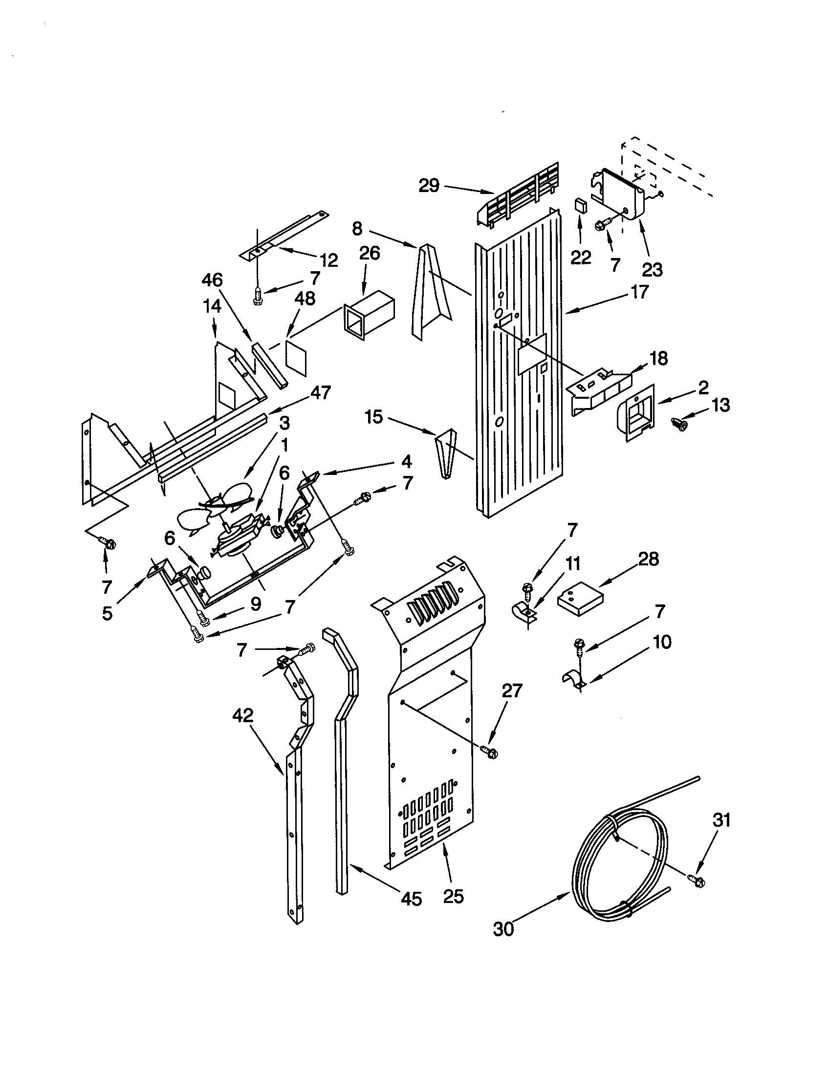 KitchenAid KSSS42FJW00 air flow and reservoir diagram