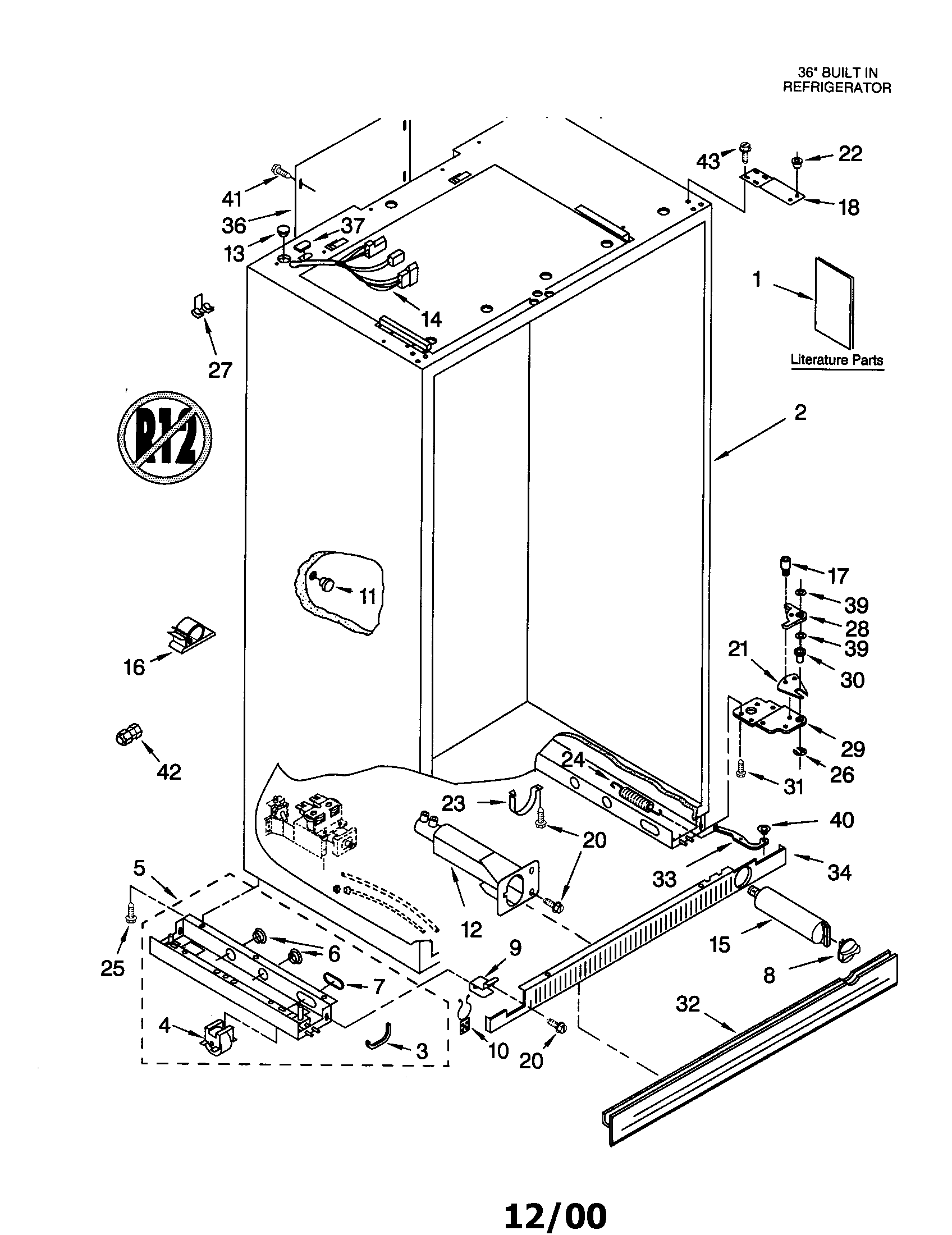 KitchenAid KSSS36FJT00 cabinet diagram