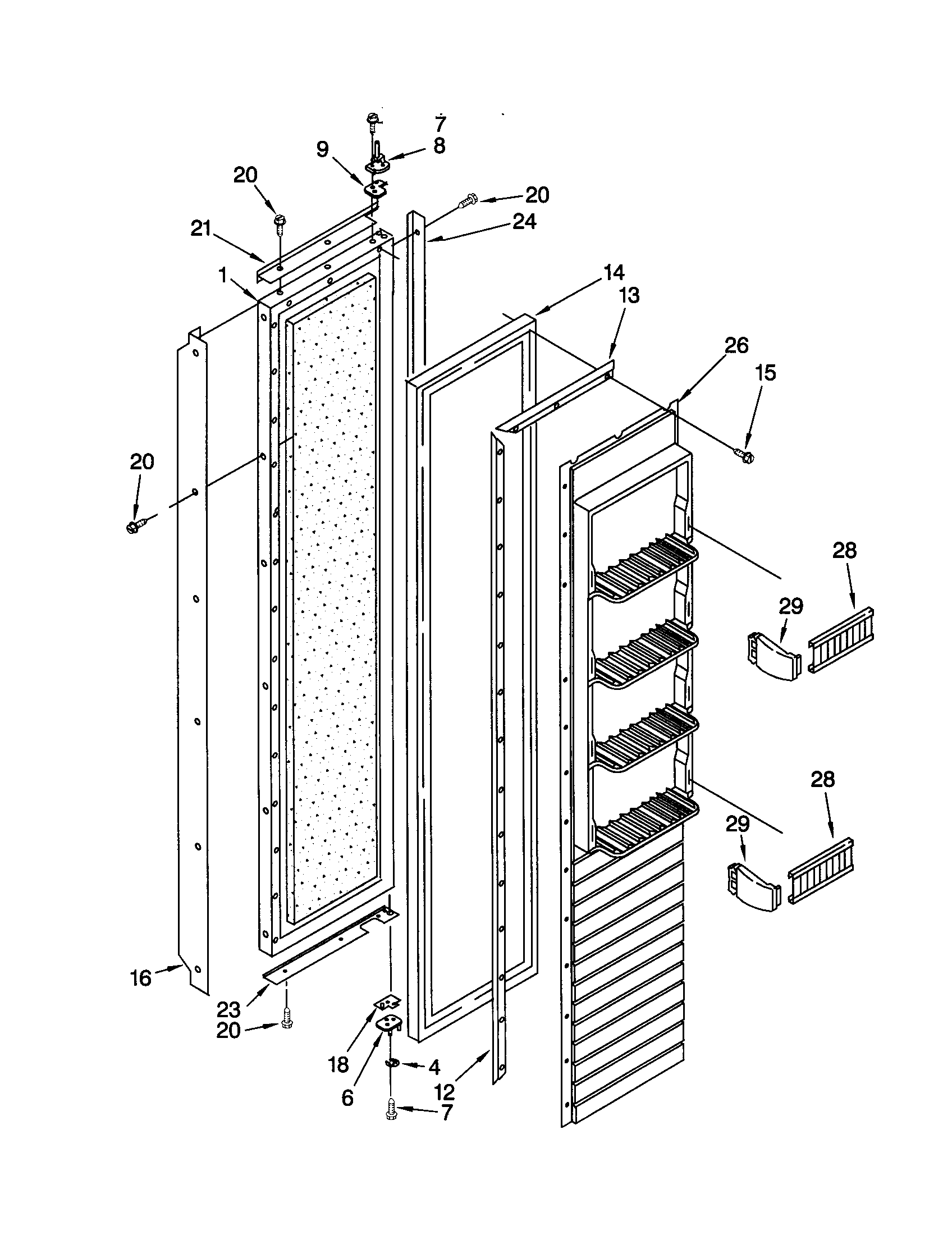 KitchenAid KSSS36FJT00 freezer door diagram